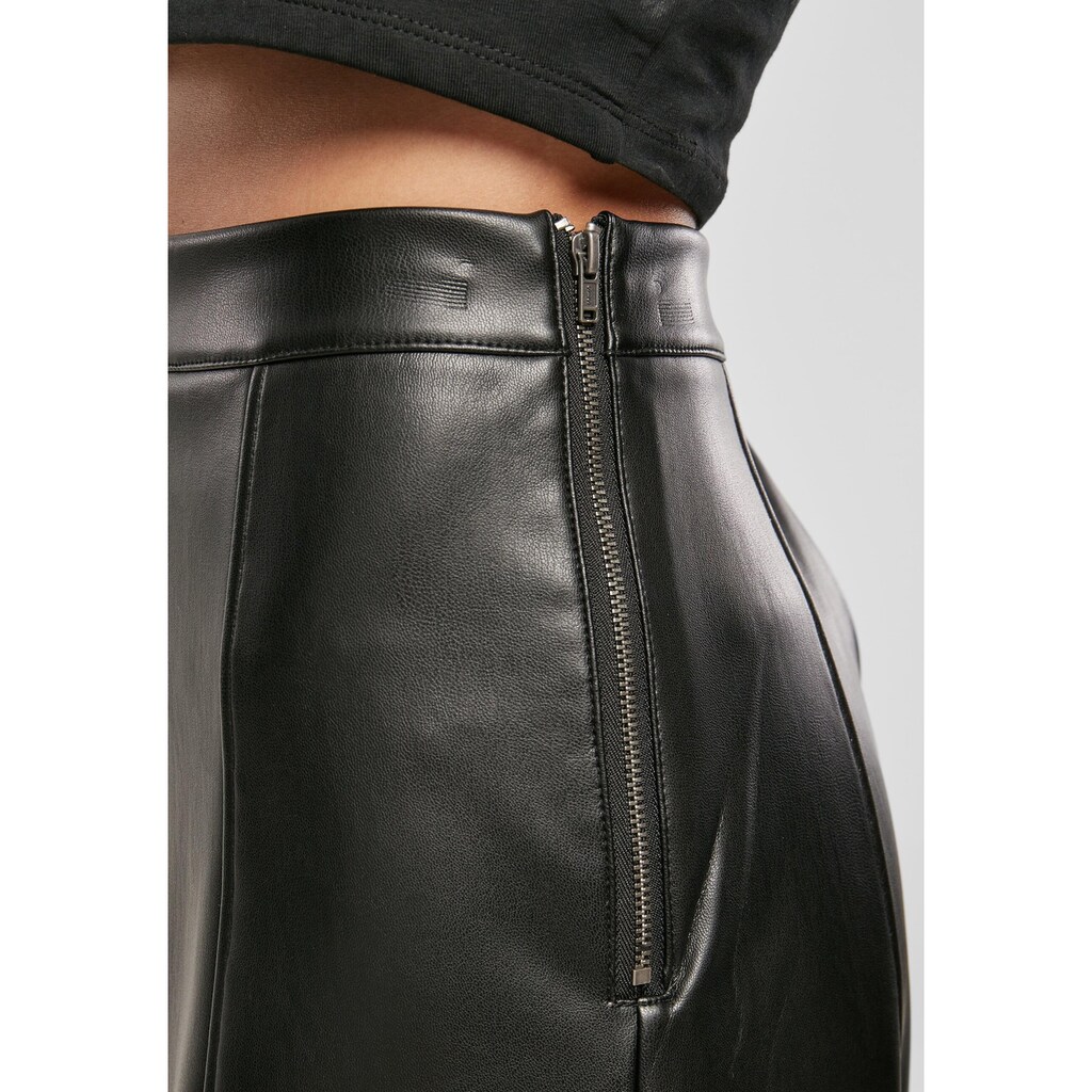 URBAN CLASSICS Sommerrock »Urban Classics Damen Ladies Synthetic Leather Midi Skirt«, (1 tlg.)