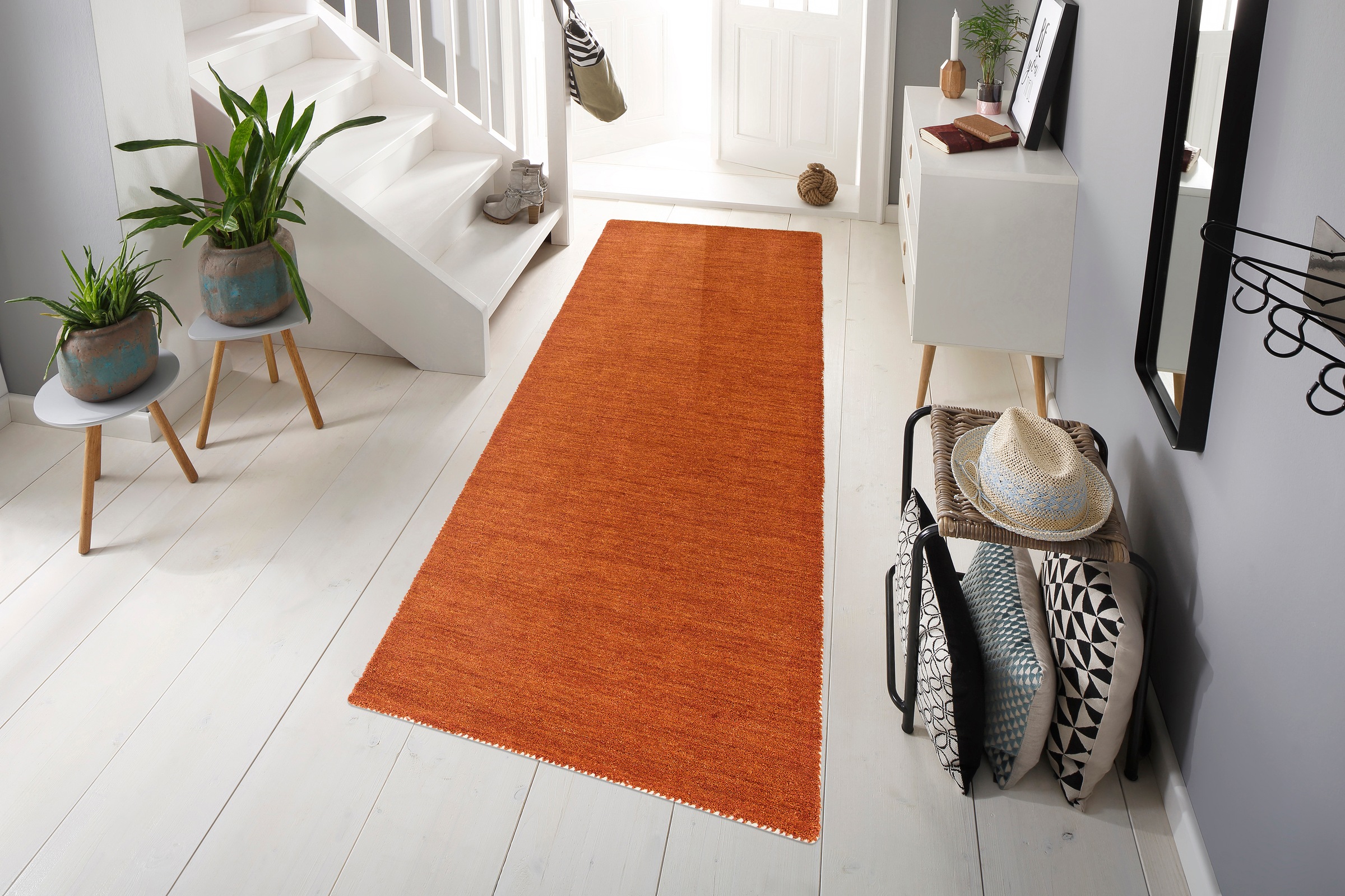 THEKO Läufer "Gabbeh Uni, Handgefertigt, Teppich, meliert, reine Wolle," re günstig online kaufen