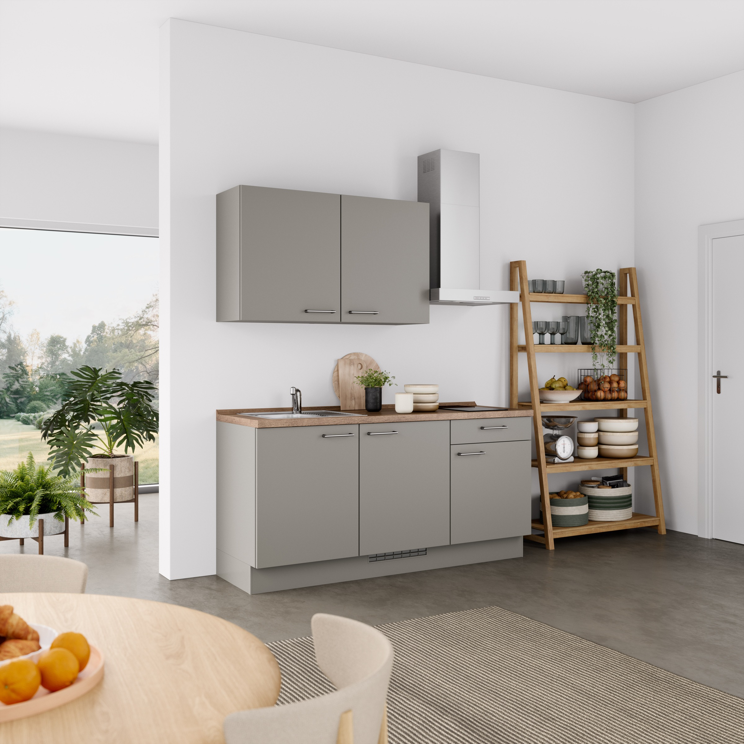 nobilia® Küchenzeile »"Laser I",Ausrichtung wählbar, Breite 180 cm«, vormontiert, wahlw. mit unterschiedlichen E-Geräten-Sets