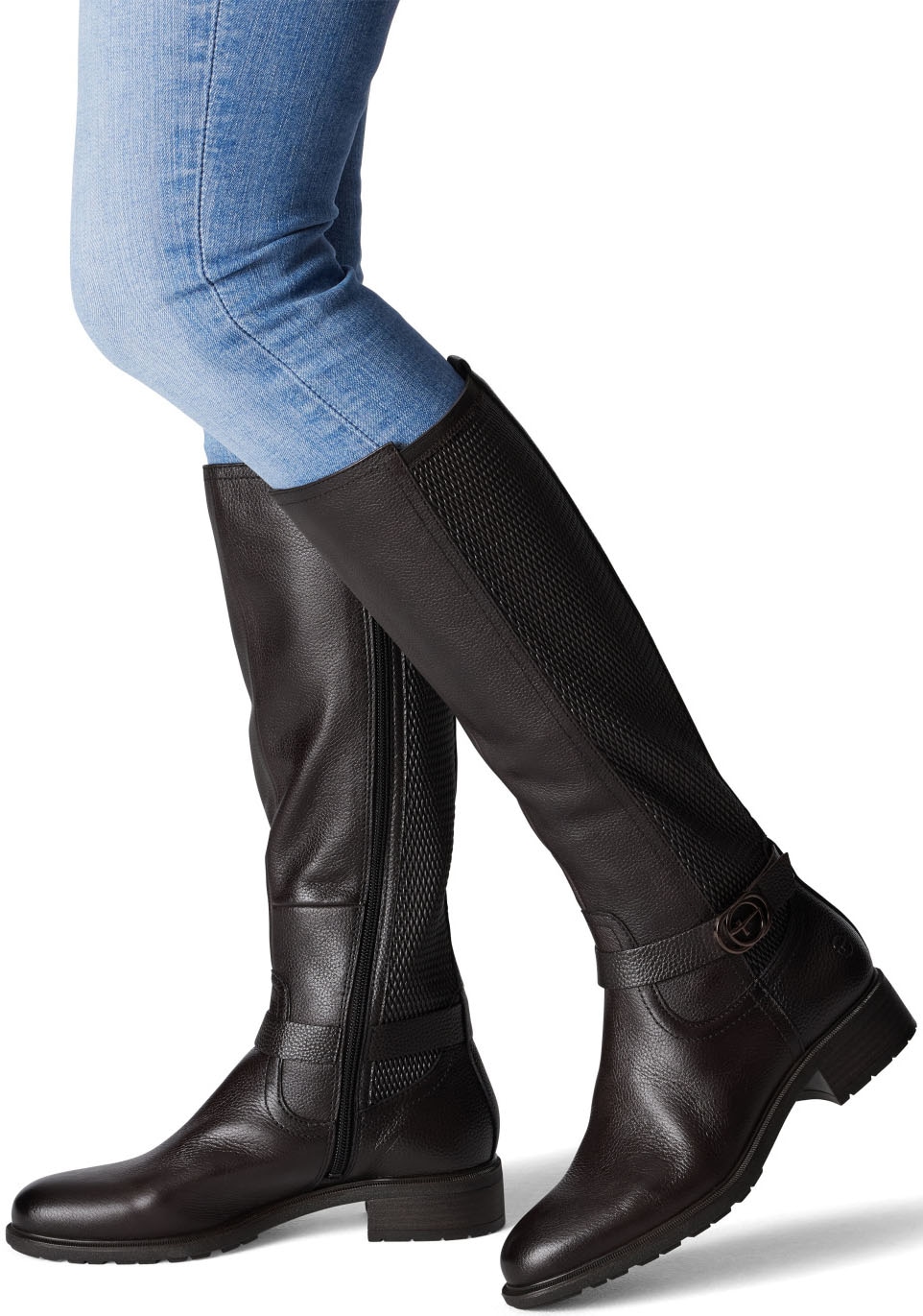 Tamaris Stiefel, Blockabsatz, Langschaftstiefel mit XS-Schaft und Stretchfunktion