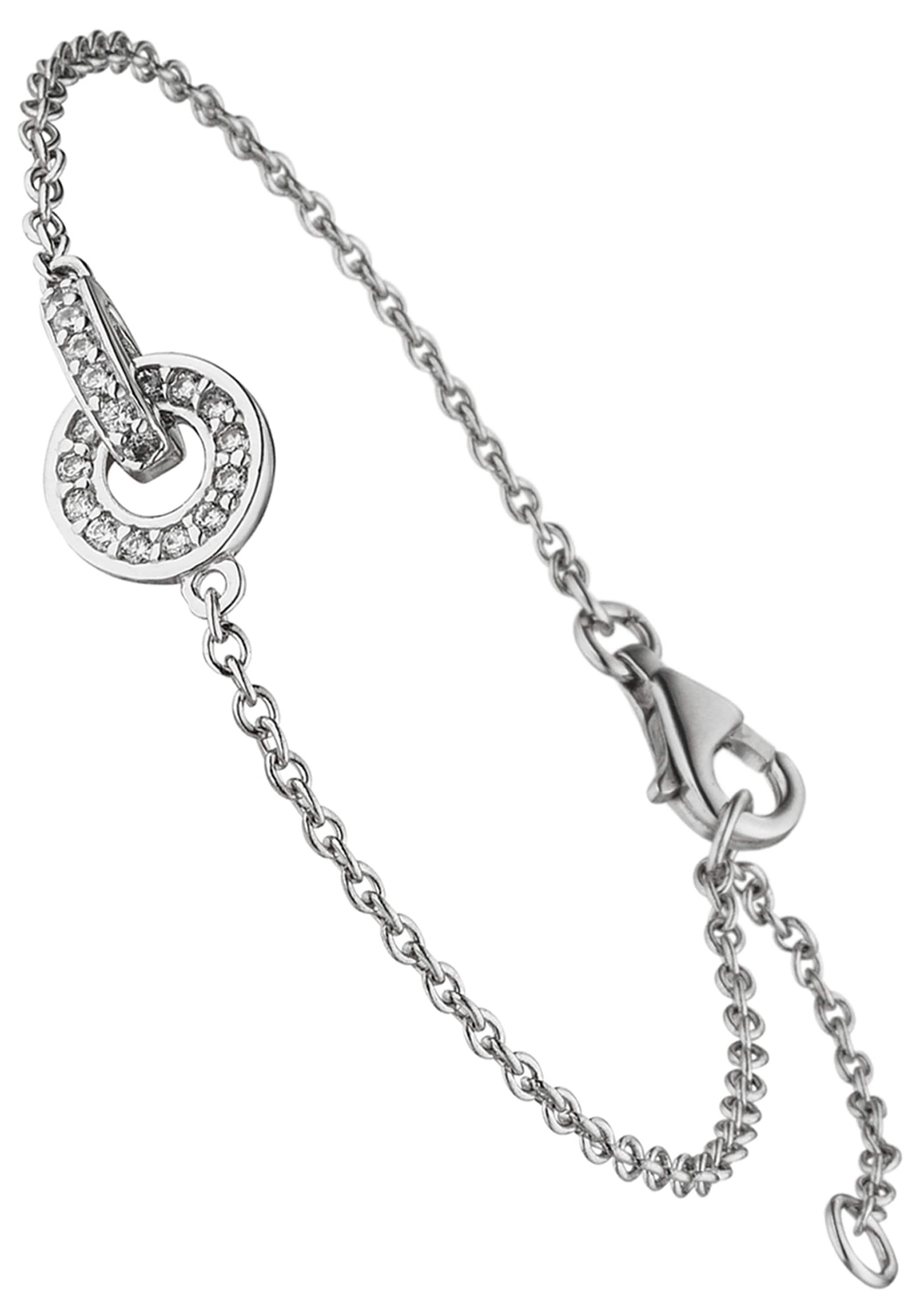 Armband JOBO, silber (silber 925, weiß), Armbänder, Damen, 20cm, Silber 925 (Sterlingsilber), Armband, 925 Silber mit 20 Zirkonia
