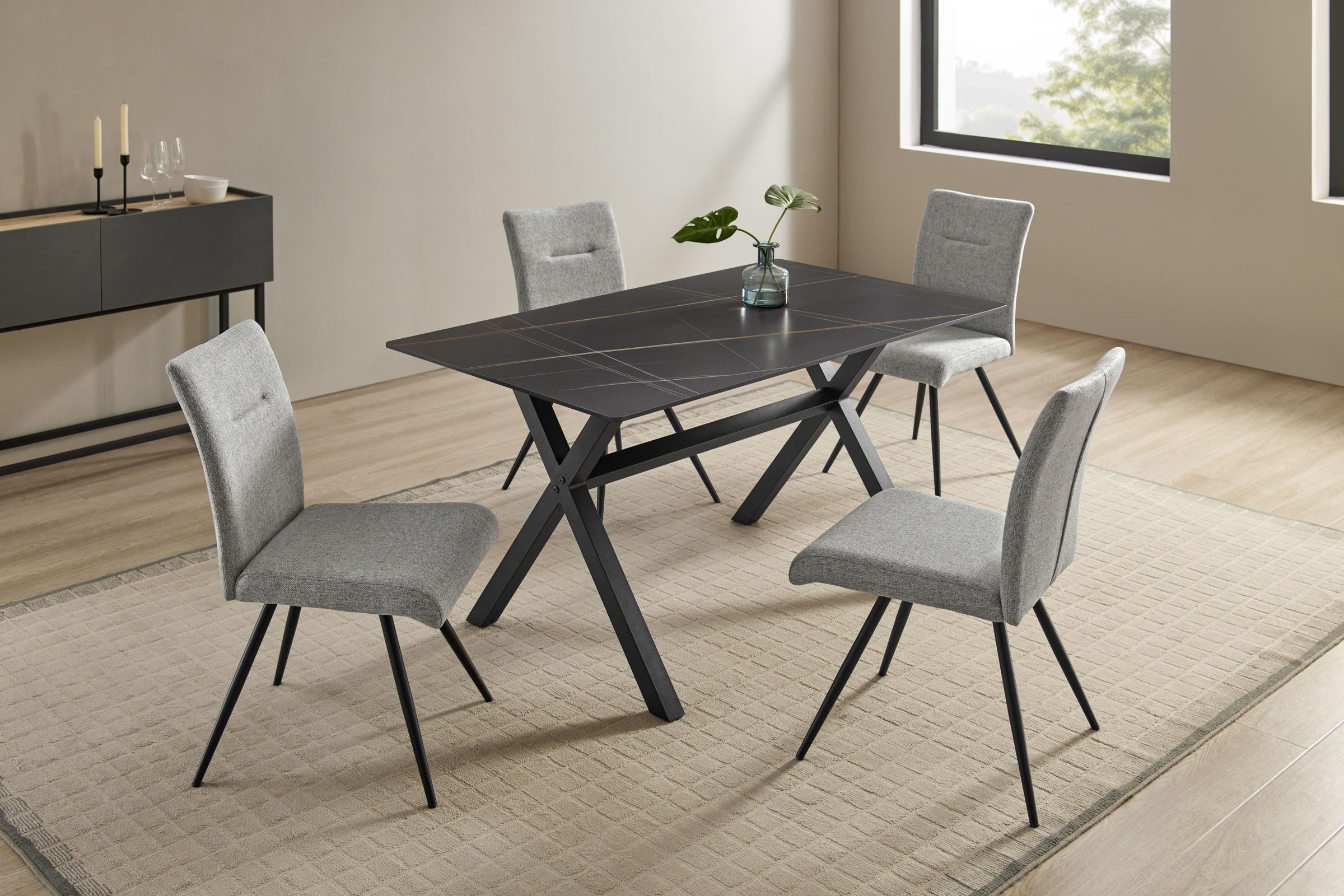 OTTO home Essgruppe "Arye" Set, 140 cm Esstisch + 4 Stühle, 5 Stk. tlg. Sam günstig online kaufen