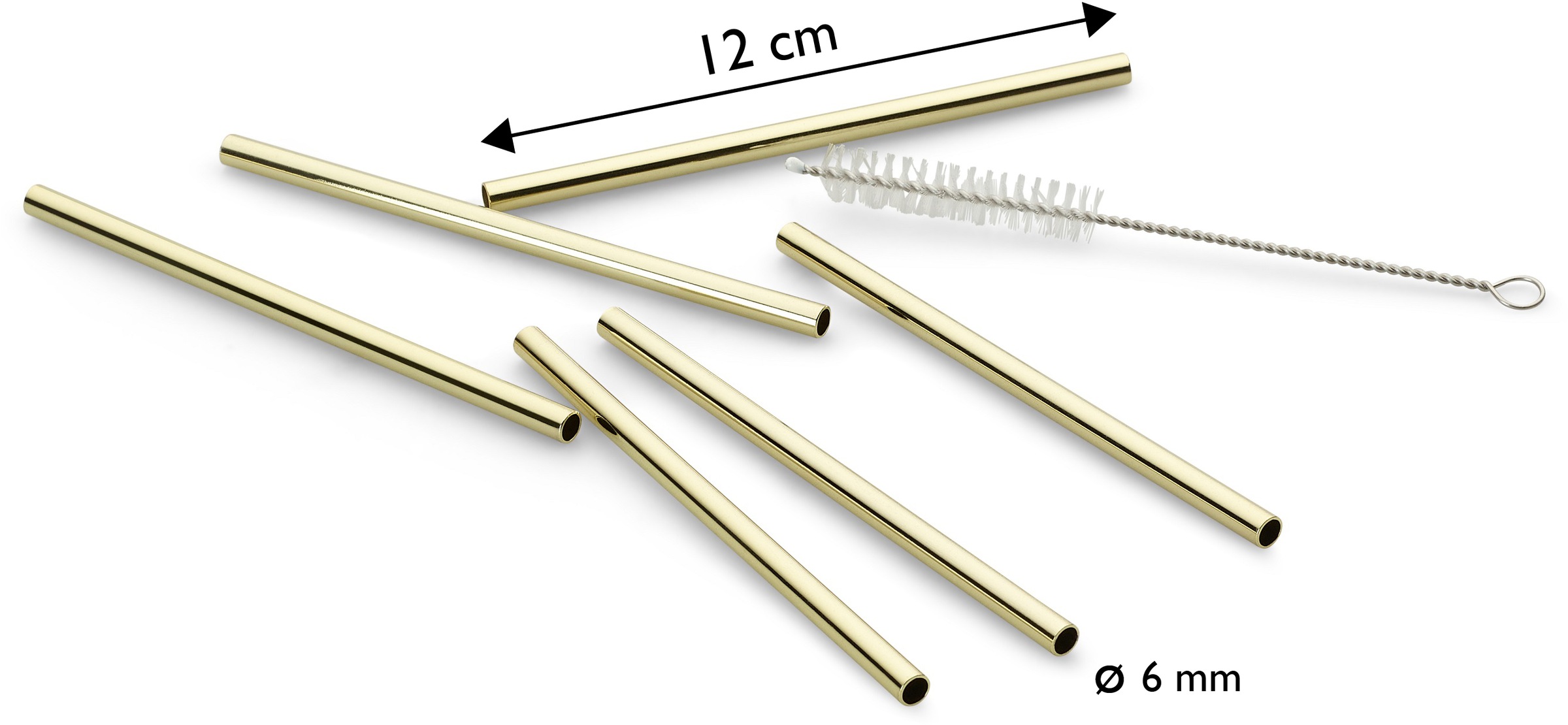 ECHTWERK Trinkhalme »Small«, (Set, 7 tlg.), aus Edelstahl inkl. Reinigungsbürste, (Trinkhalm: 12cm,Bürste: 13, cm)