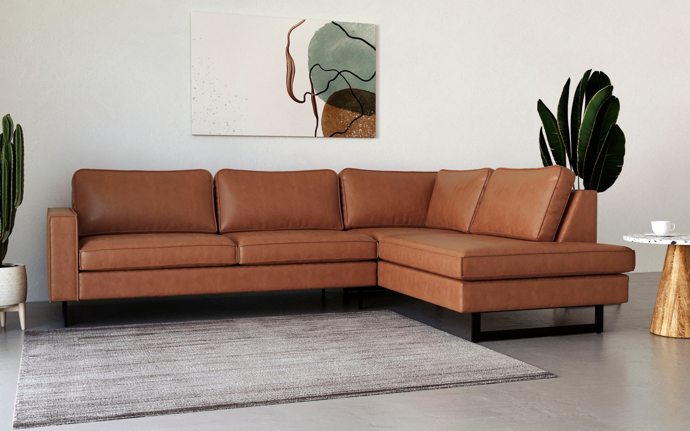 Places of Style Ecksofa "Pinto, 290 cm, Cord, Chenille, Lederoptik, Ottoman günstig online kaufen