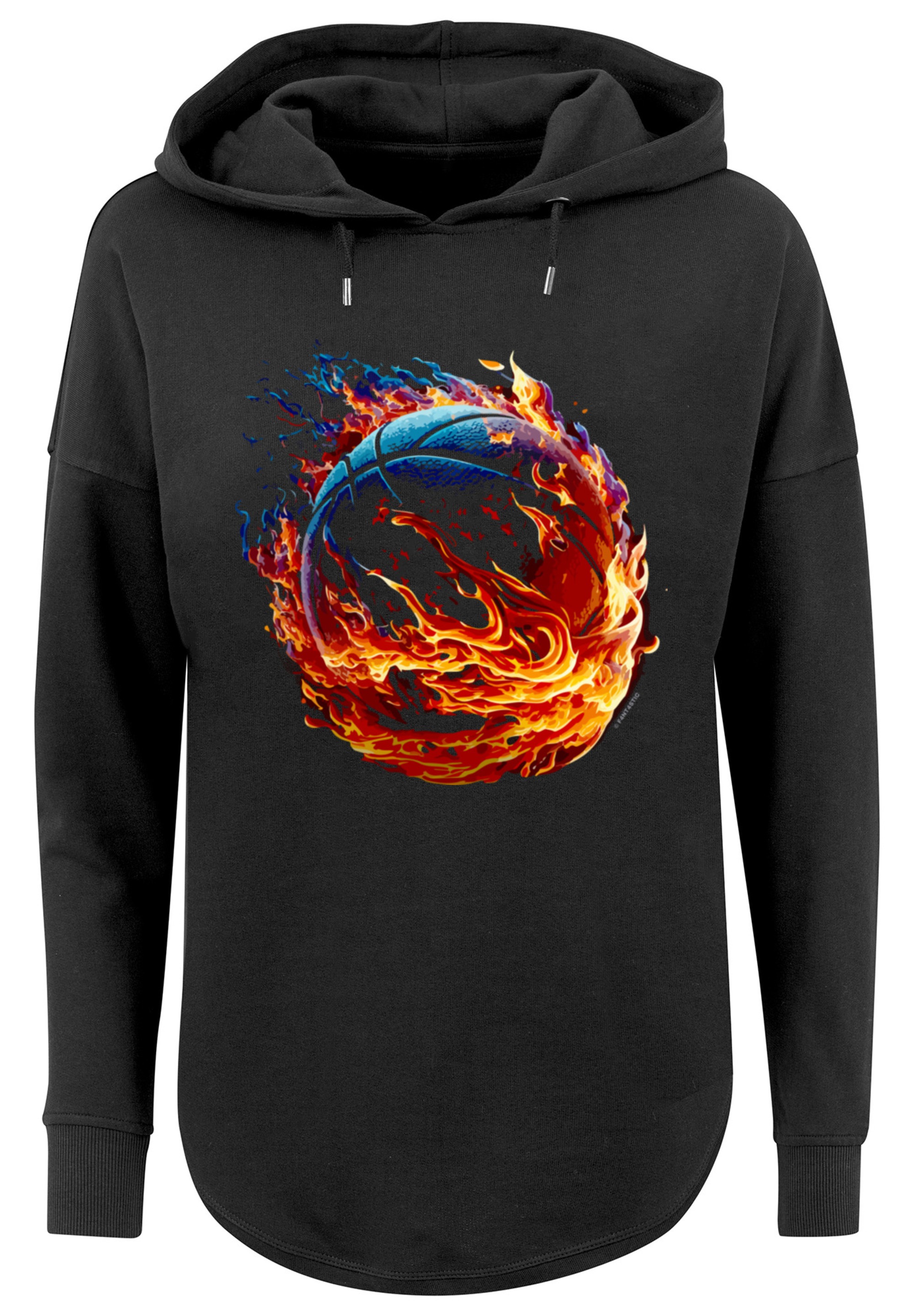 F4NT4STIC Kapuzenpullover »Basketball On Fire Sport OVERSIZE HOODIE«, Print
