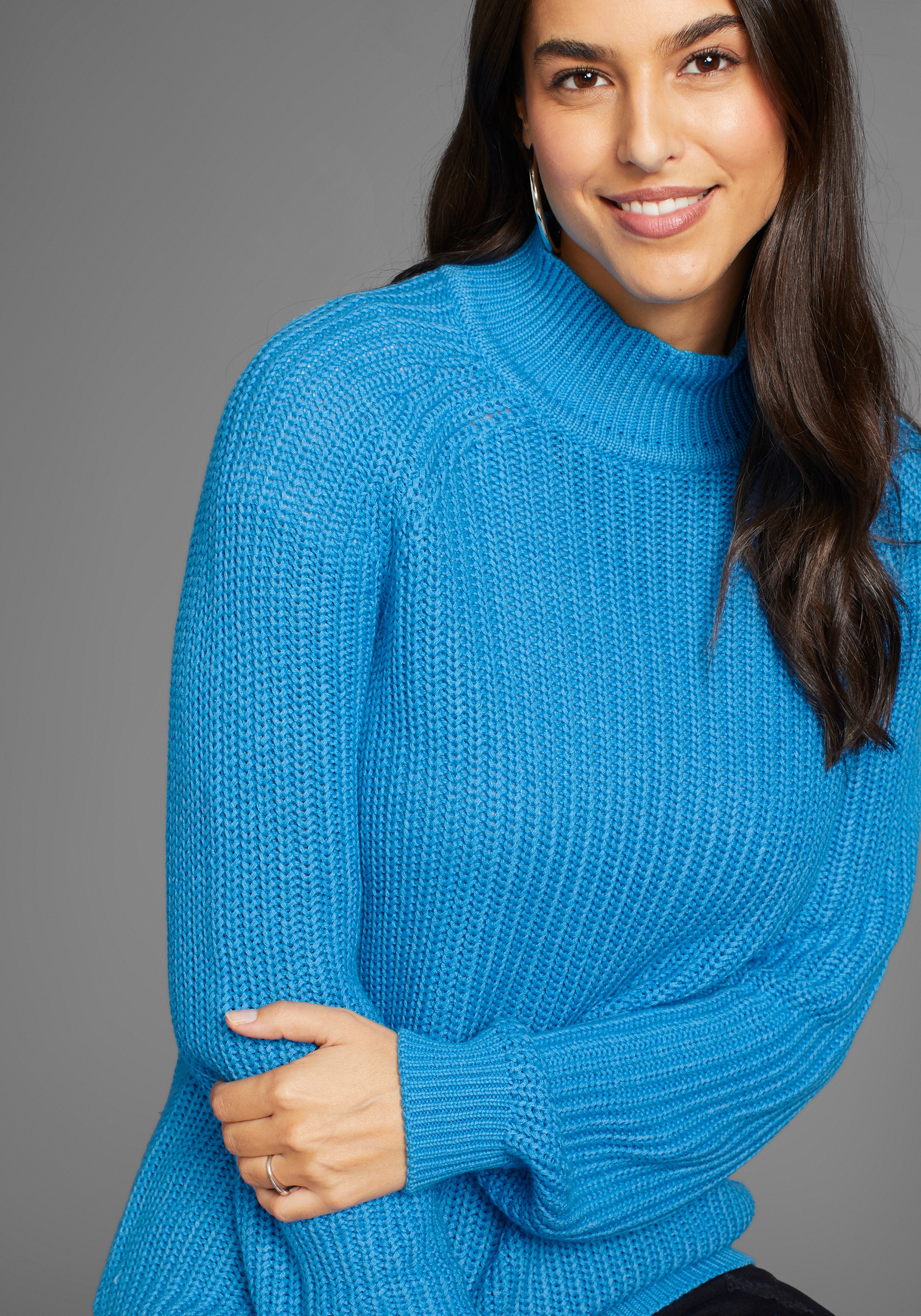 Thumbnail - Laura Scott Strickpullover aus Grobstrick mit Stehkragen