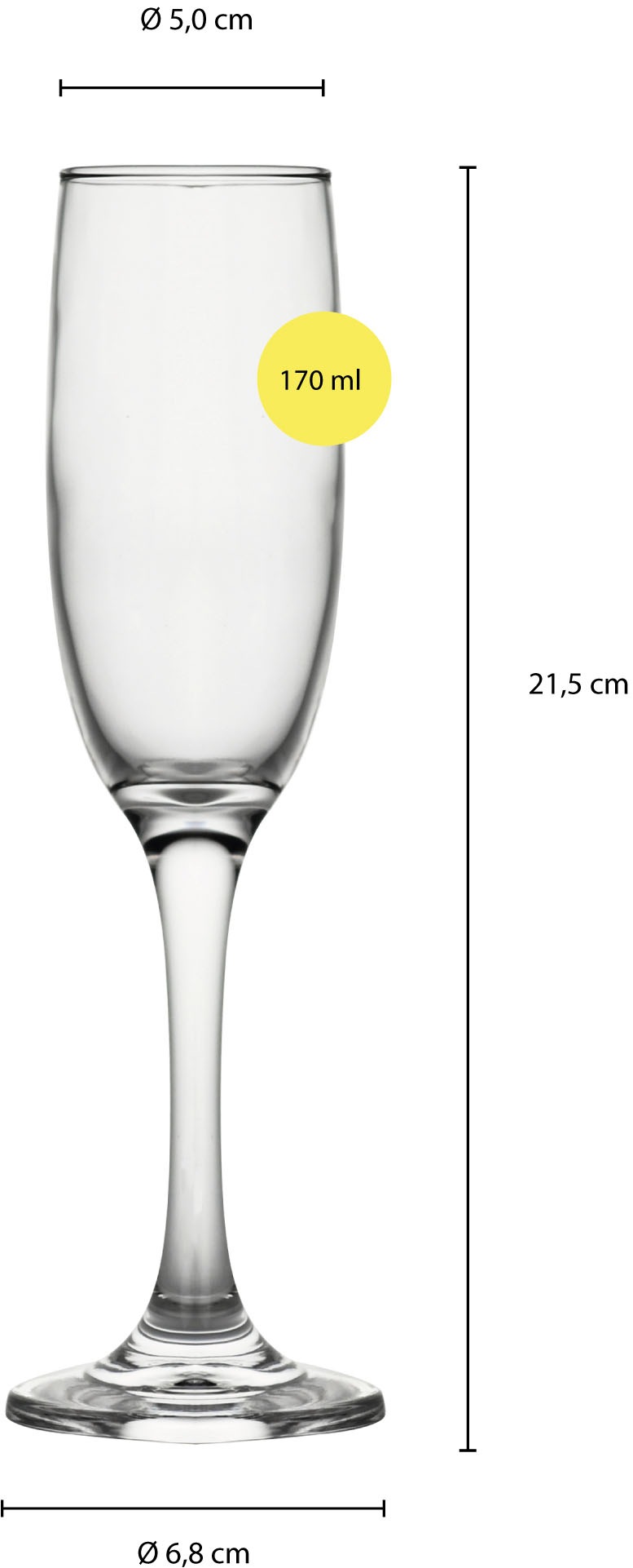 ECHTWERK Sektglas »Champagnerkelche Set 170 ml«, (Set, 6 tlg.), für Champagner, Schaumwein, Aperitifs, ideal für Feierlichkeiten