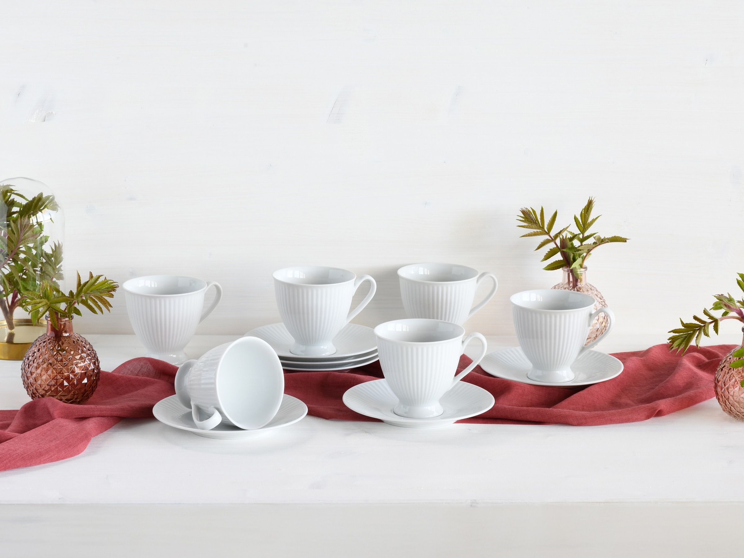 CreaTable Tasse »Valencia Weiß, Kaffeeset, 12-tlg.«, (Set, 12 tlg.), Elegant, Boho Chic