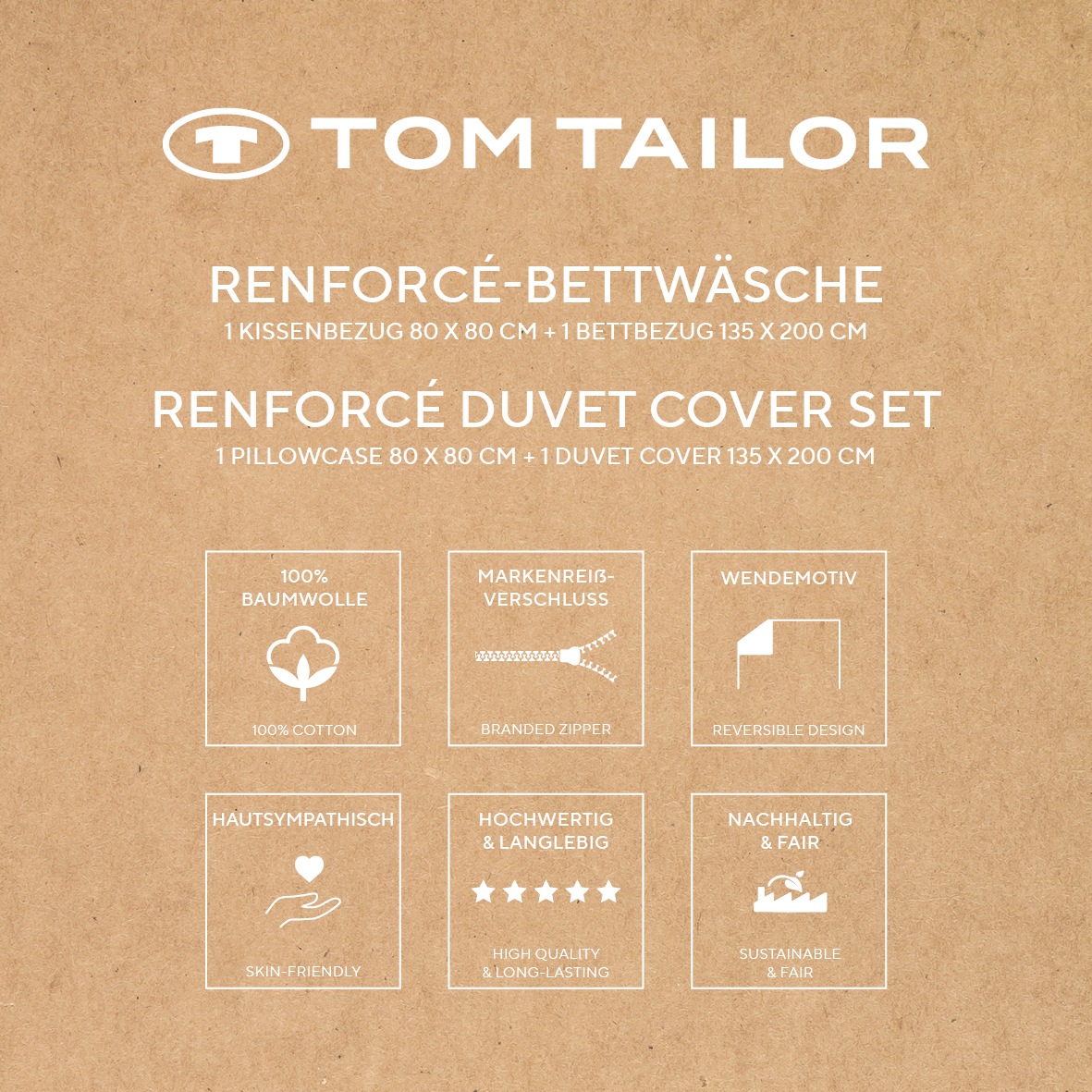 Thumbnail - TOM TAILOR HOME Bettwäsche "CHECK AND STRIPES in Gr. 135x200cm oder 155x220cm" 2 Stk. new bedroom, gewebtes Label