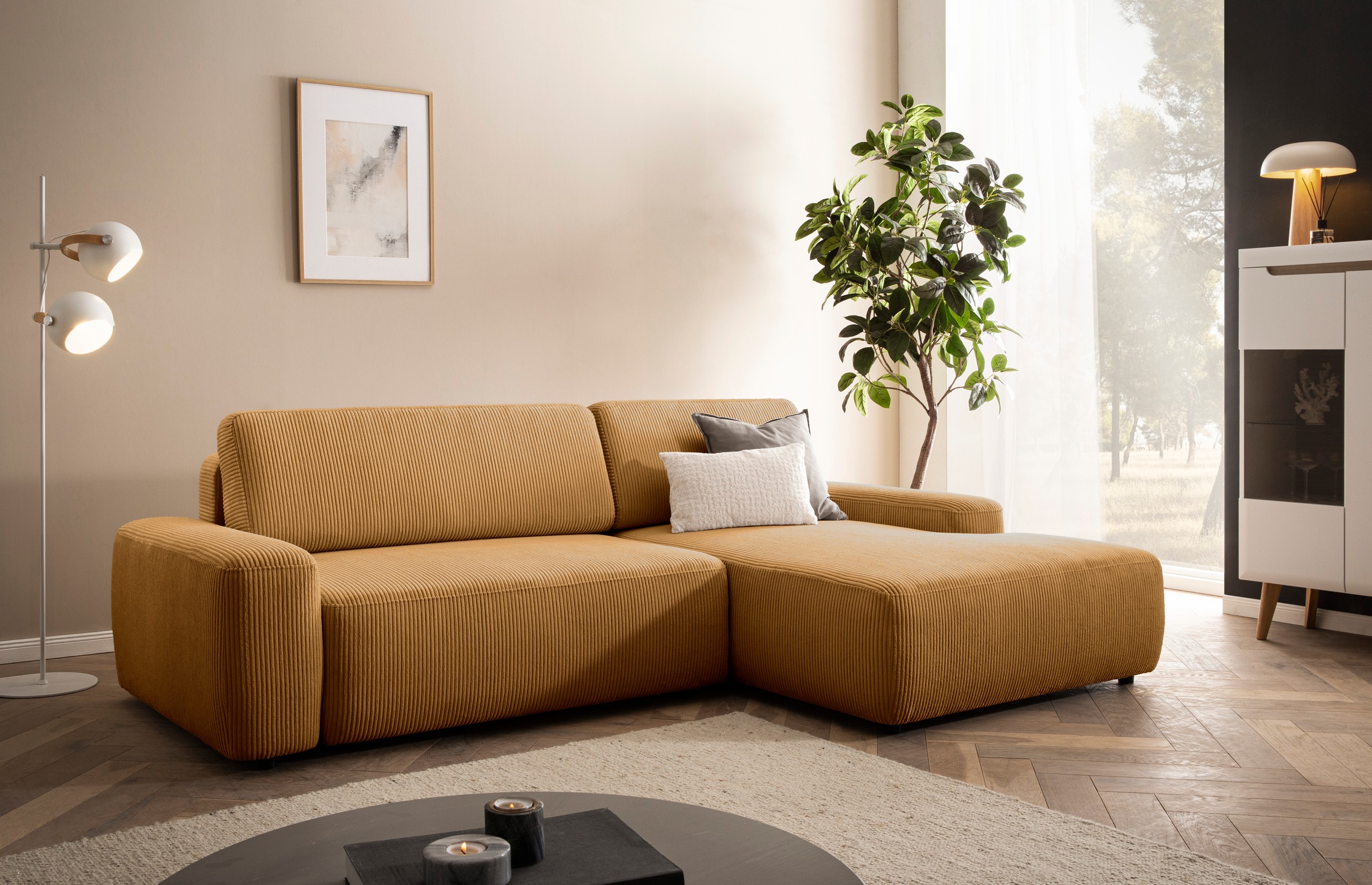 INOSIGN Ecksofa "TORGE (264cm), Schlafsofa in Cord, Samtvelours o Struktur günstig online kaufen