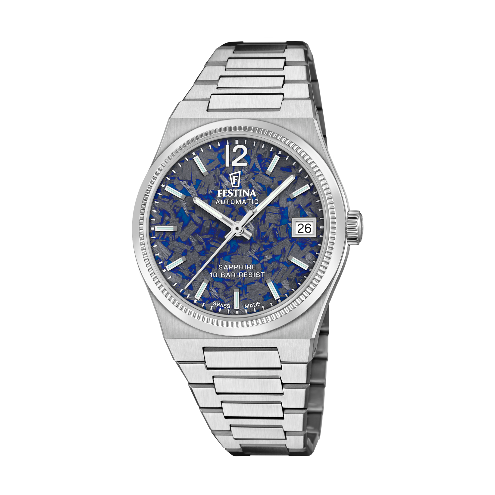 FESTINA Damen Automatikuhr "Automatic"silberfarben, blau, schwarz, Armbanduhren, Armbanduhr, Damenuhr, Swiss Made, Mechanische Uhr, Edelstahlarmband