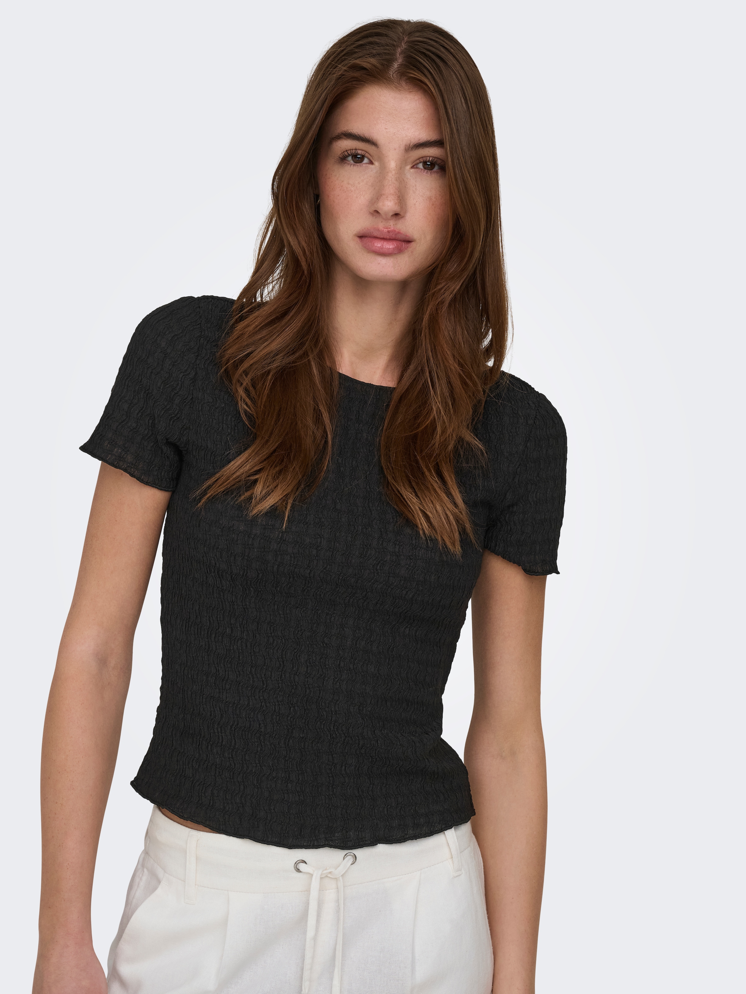 ONLY Kurzarmshirt "ONLILSE S/S TOP STRUCTURE JRS NOOS" Kunstfaser, regular günstig online kaufen