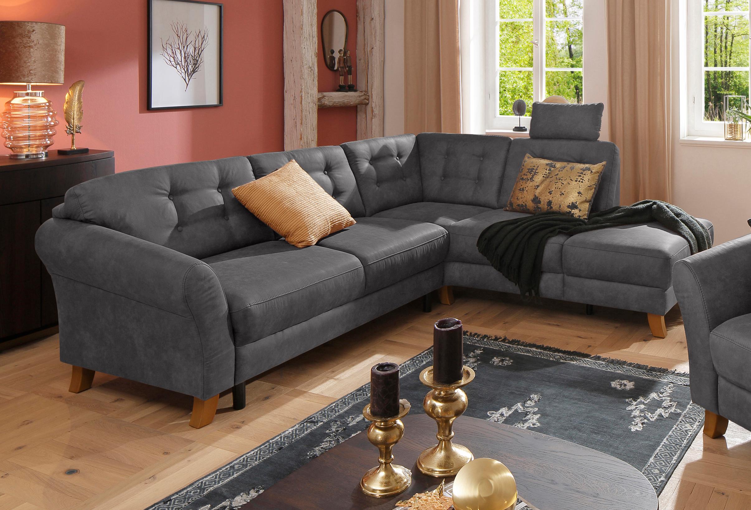 OTTO home Ecksofa "Trondheim L-Form, B: 260 cm, Federkern, Komfortsitz" mit Schlaffunktion und Stauraum, Eckcouch frei stellbar