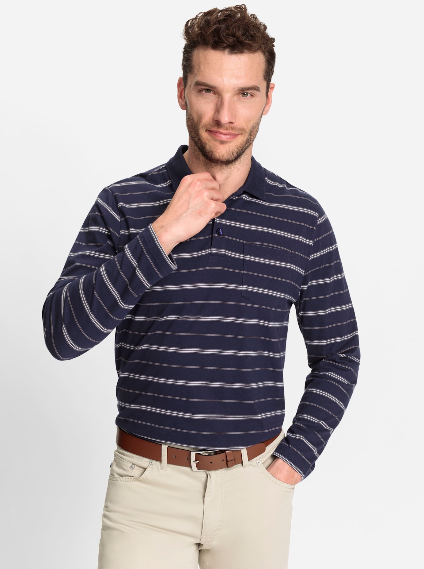 Marco Donati Poloshirt "Langarm-Poloshirt" 1 Stk. tlg. günstig online kaufen