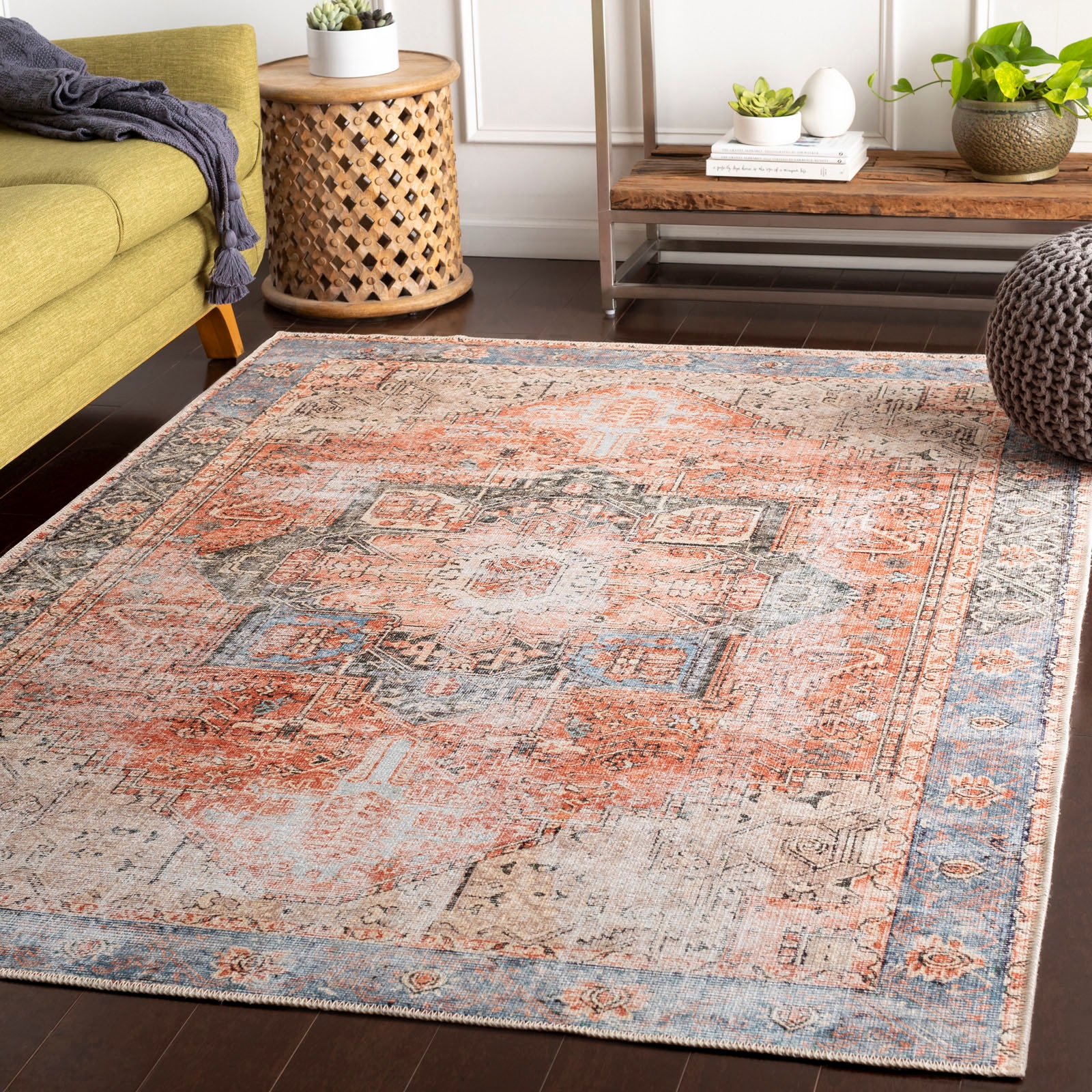Livabliss Teppich »RODAS«, rechteckig, 2 mm Höhe, Maschinenwaschbar, Vintage Kurzflor Wohnzimmerteppich, Schlafzimmer