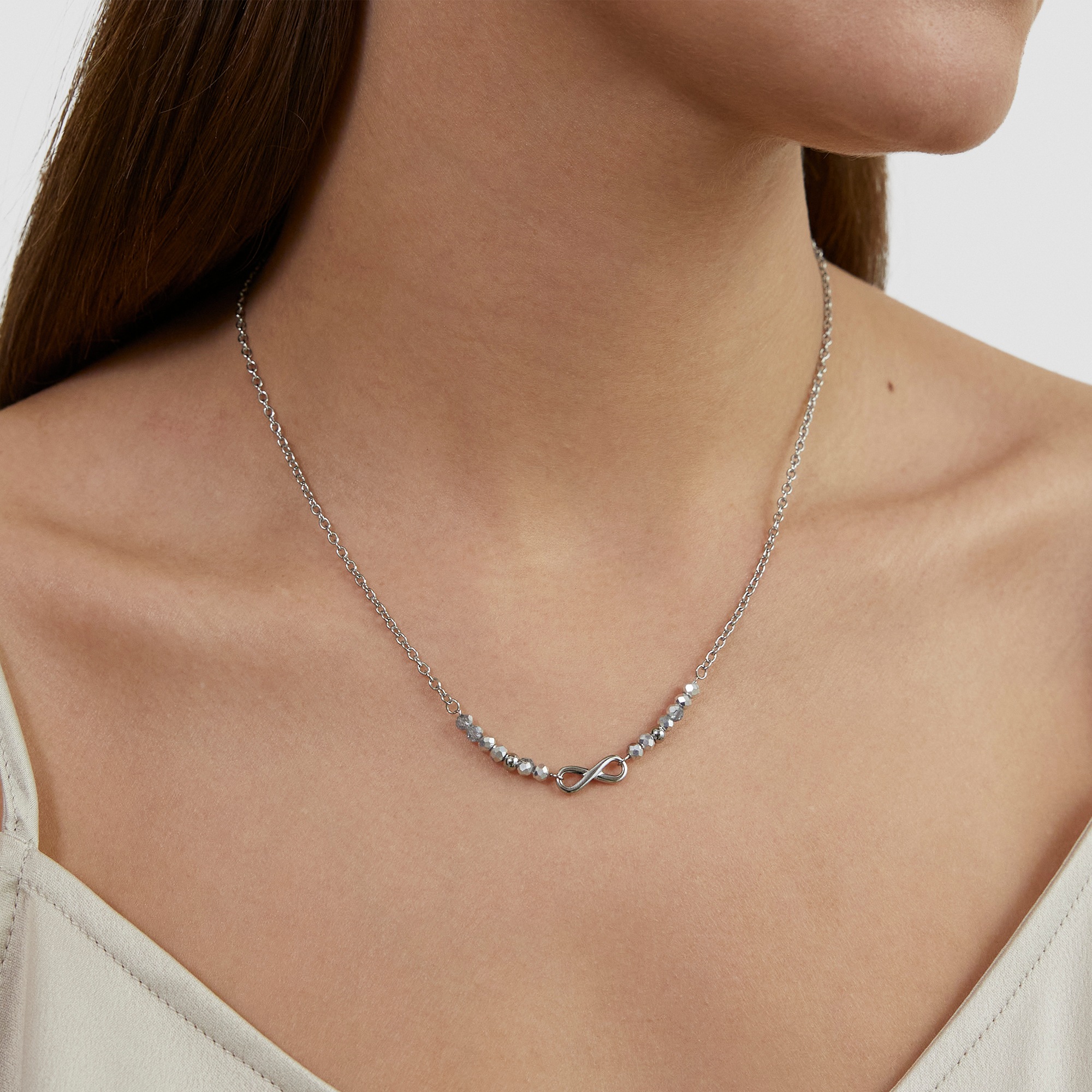 s.Oliver Kette mit Anhänger »Infinity Beads, Unendlichkeitsschleife« mit Kristallstein (synth.)