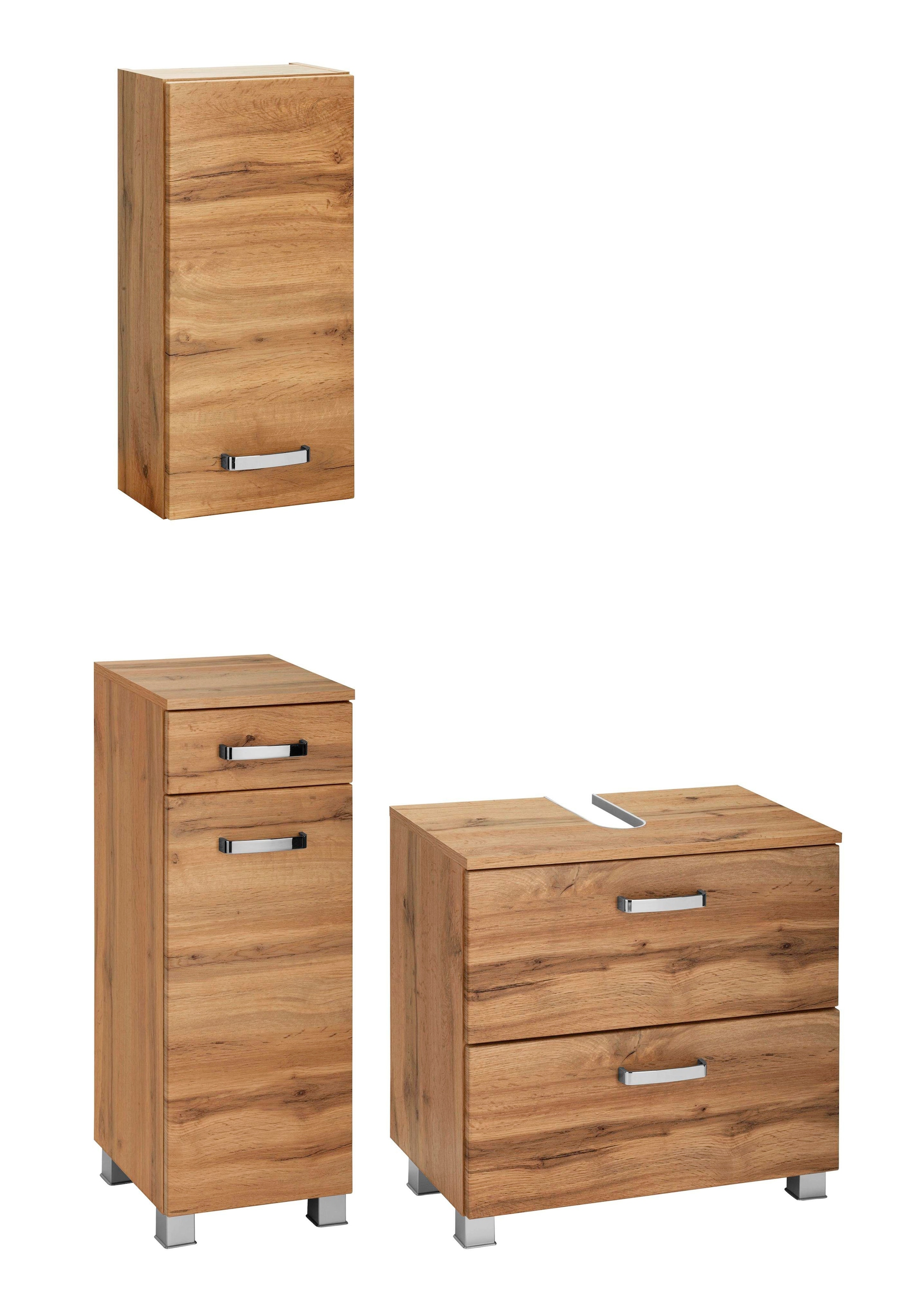 welltime Badmöbel-Set "Ravenna" 3 Stk. tlg. Hängeschrank, Unterschrank, Was günstig online kaufen