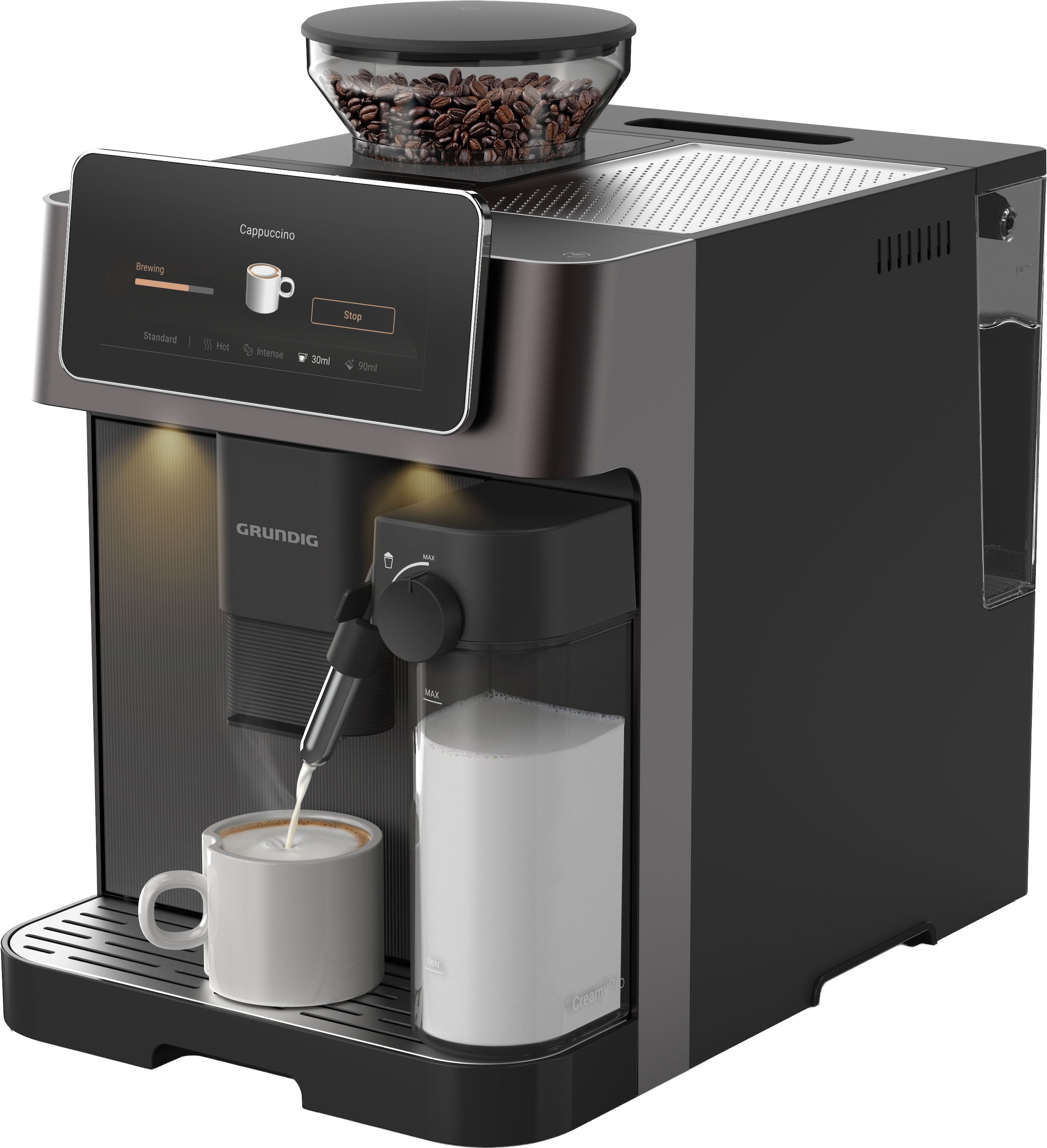 "GRUNDIG Kaffeevollautomat ""KVA 9230"", schwarz (dunkelbraun, schwarz), B:35,9cm H:27,5cm T:41,2cm, Kaffeevollautomaten, Premium Kaffeevollautomat
