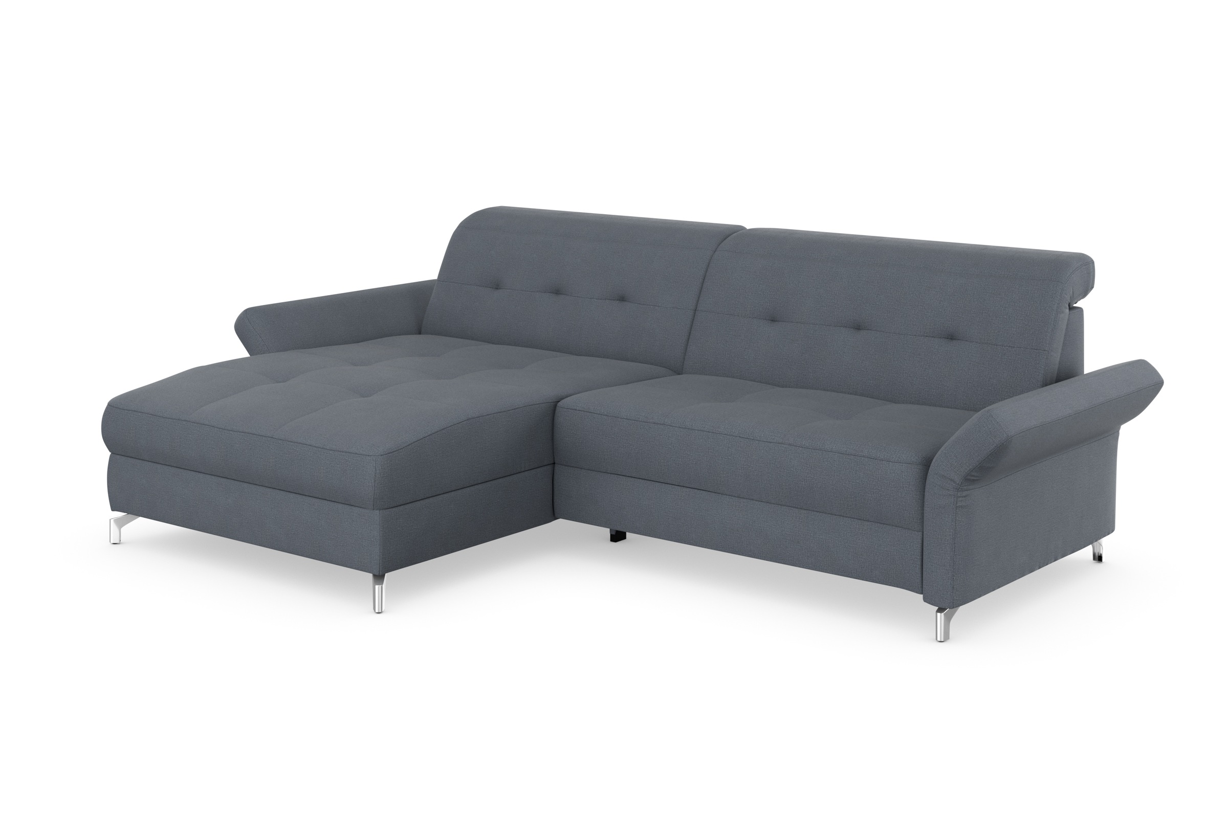 Ecksofa HOME AFFAIRE "Maredo L-Form", blau (graublau), B:284cm H:89cm T:179cm, 100% Polyester, Sofas, Ecksofa, Federkern, wahlweise auch mit Kopfteil- und Armlehnverstellung 2
