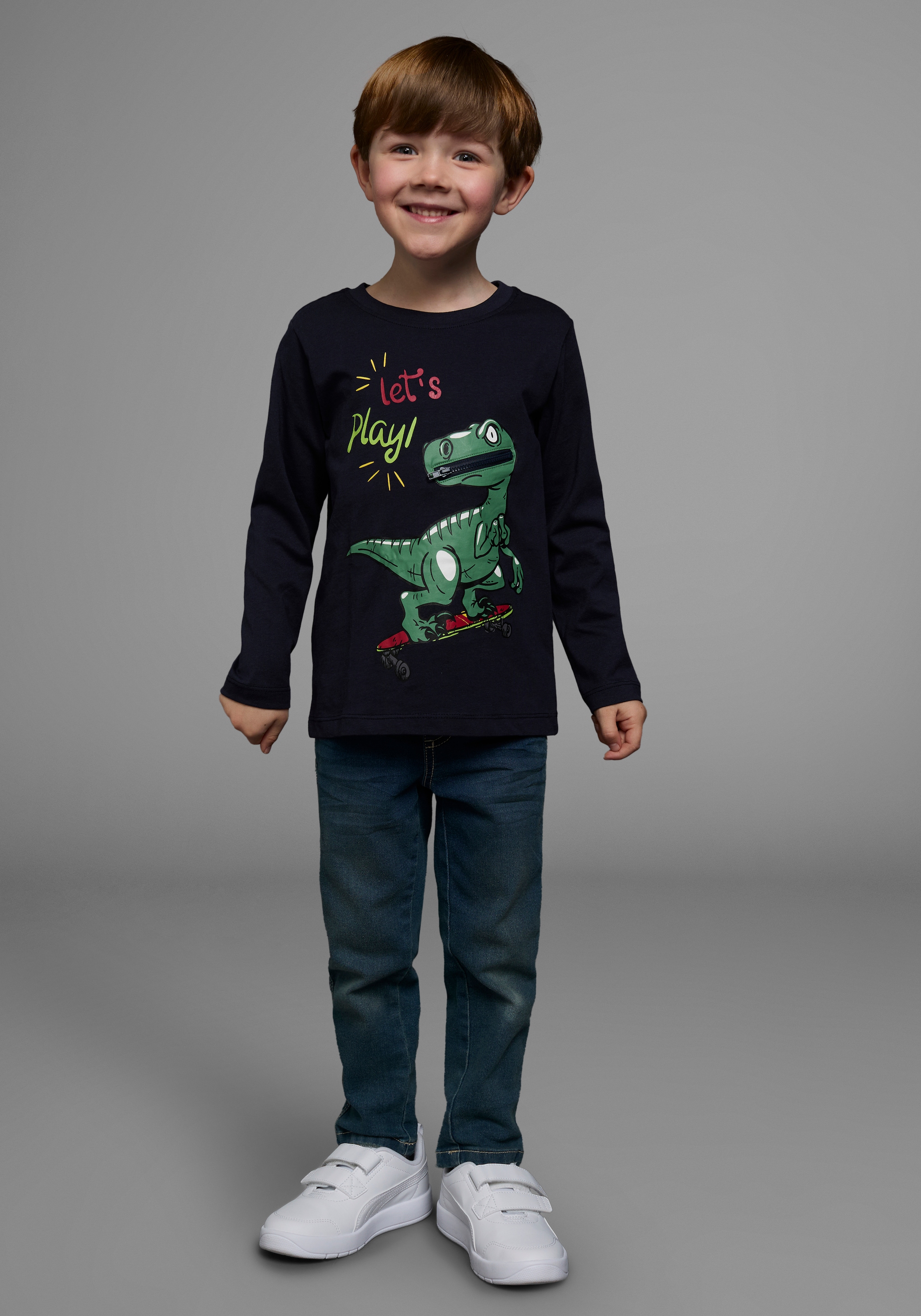 KIDSWORLD Langarmshirt »LET´S PLAY«, Langarm, Basic-Stil, aus Baumwolle