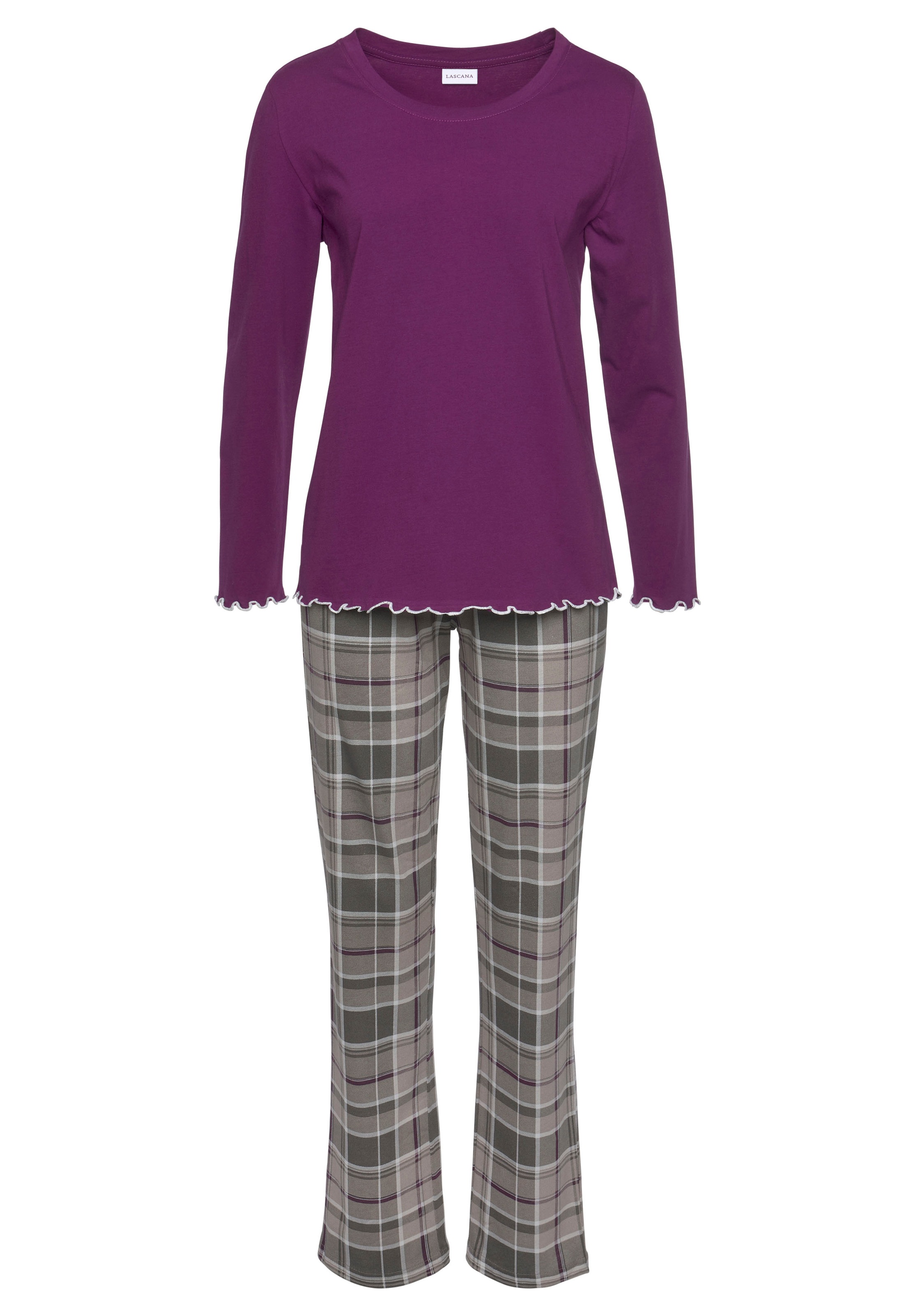 LASCANA Pyjama 2 Stk. tlg., mit Flanellhose im Karomuster