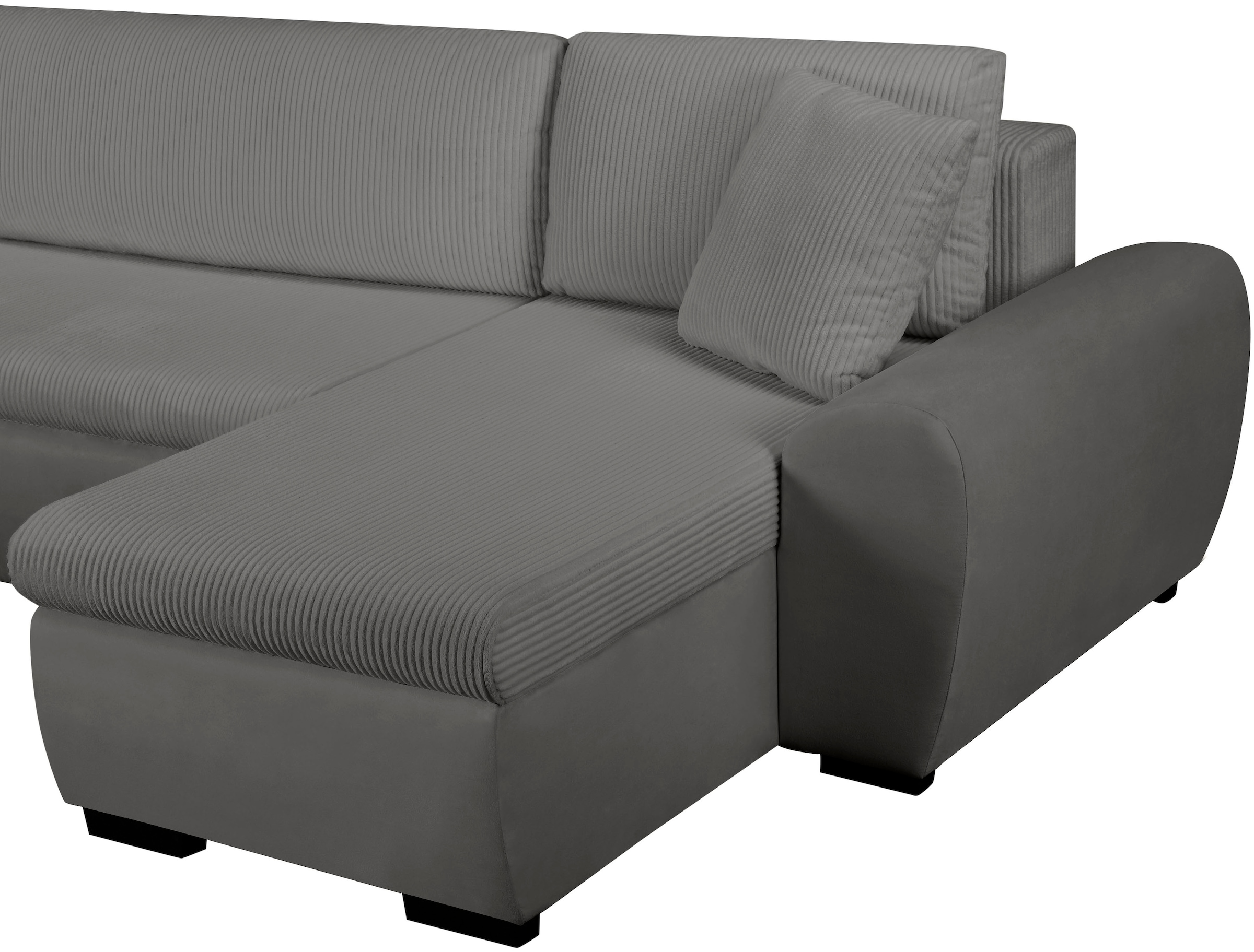 OTTO home Wohnlandschaft »KIVELLA Cord-Struktur, U-Form, 307 cm« Schlaffunktion(128/257), Bettkasten, Cord-Struktur-Mix