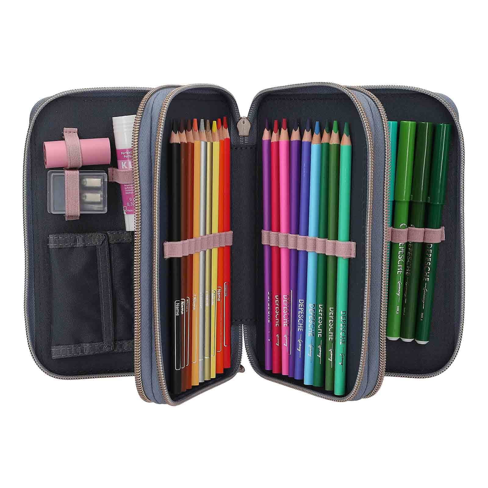 Depesche Buntstift »3-Fach Federtasche mit 3D-Effekt Miss Melody 20 x 13 x 7,5 cm rauchblau«