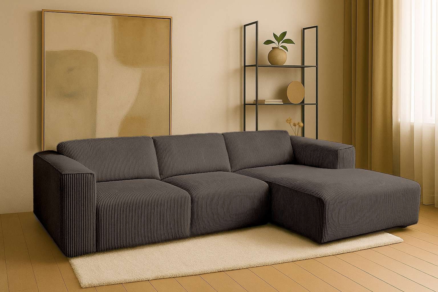 andas Ecksofa "Noord", L-Form, mit Kedernaht, Breite 281 cm, Cord, Struktur günstig online kaufen