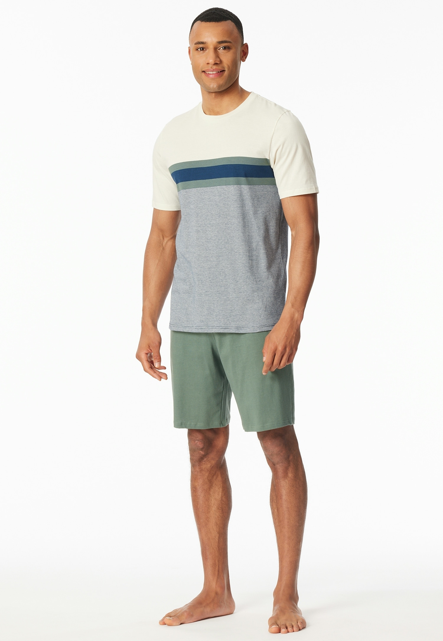 Schiesser Shorty »"Casual Nightwear"«, (2 tlg.), Shorts in Uni mit Bindeband am Bund