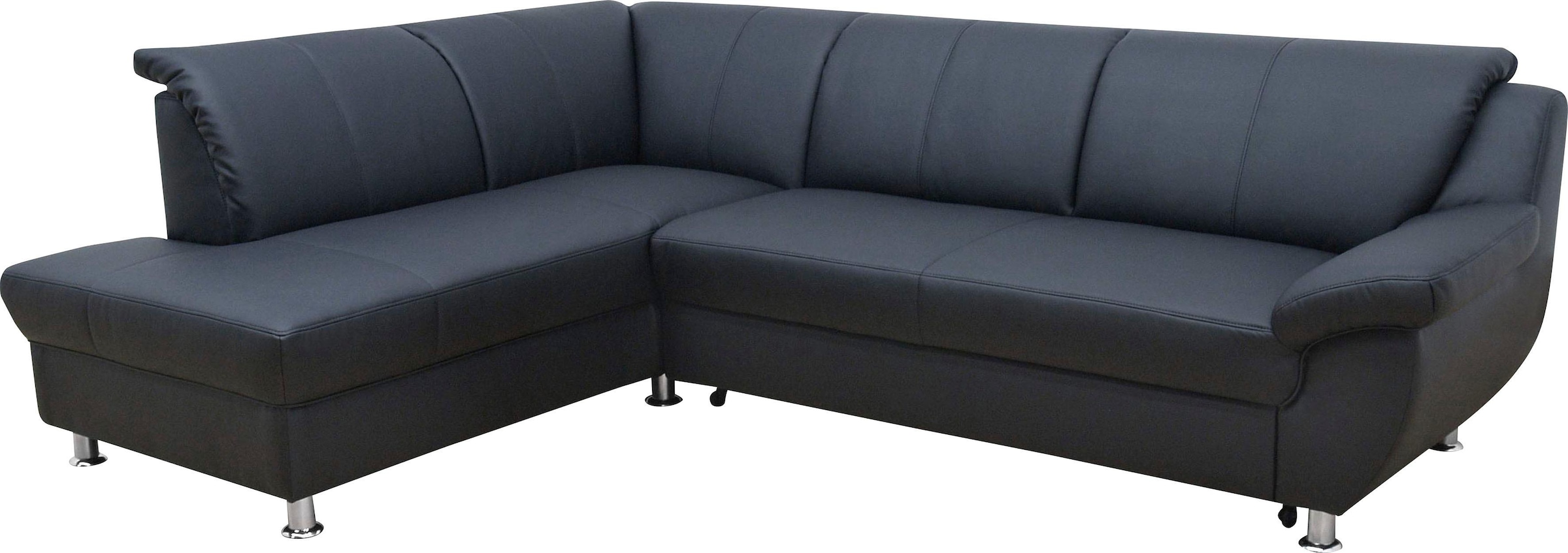 DOMO collection Ecksofa "Pilar, elegant & zeitlos, komfortabel, bequeme Armlehnen, Breite 254cm" mit Ottomane, wahlweise mit Bettfunktion, Kunstlederbezug, L-Form