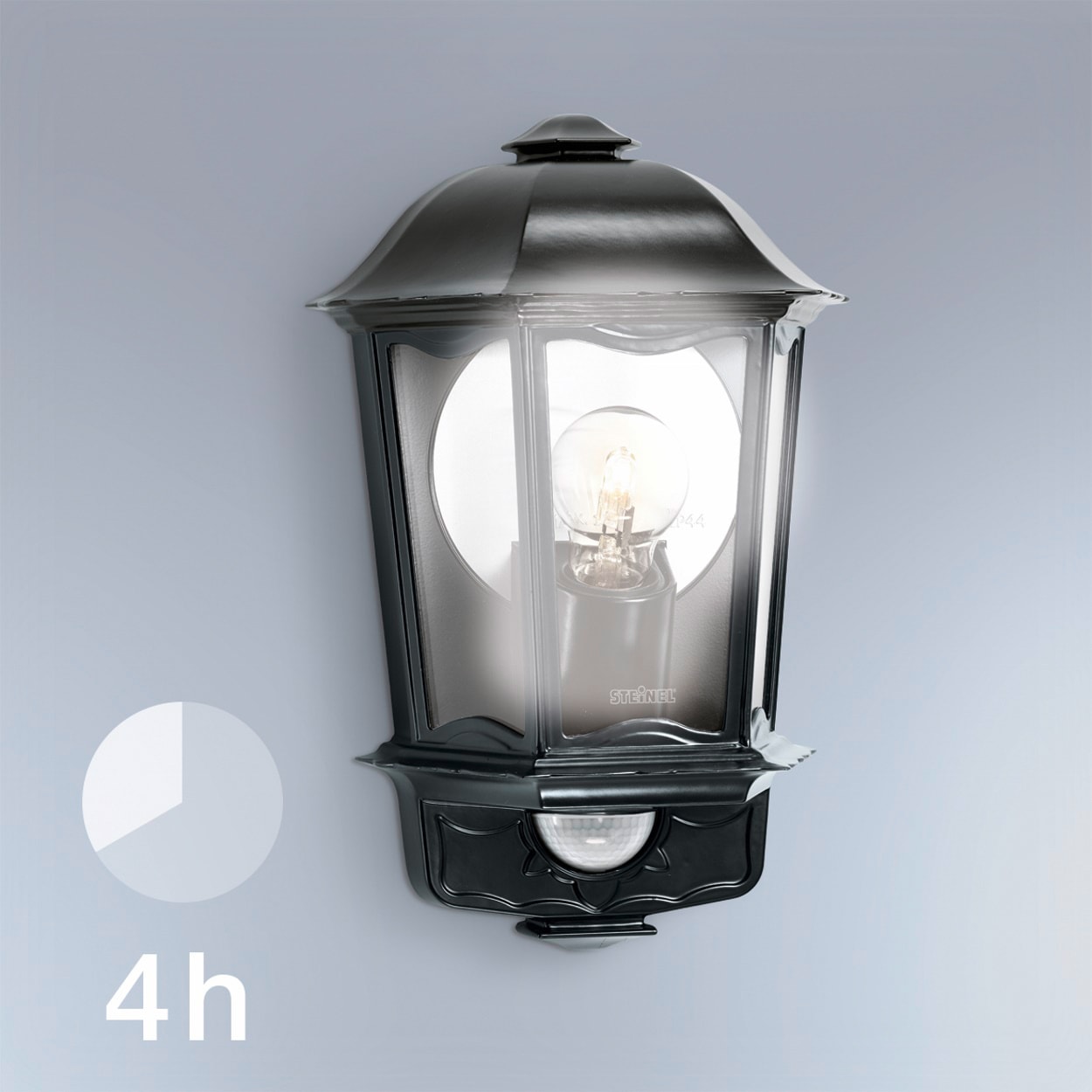 steinel Außen-Wandleuchte »L 190 S SW«, 1 flammig, Leuchtmittel E27 | Leuchtmittel wechselbar, 180°Bewegungsmelder,Aluminiumdruckguss,E27-Fassung,Fassadenleuchte