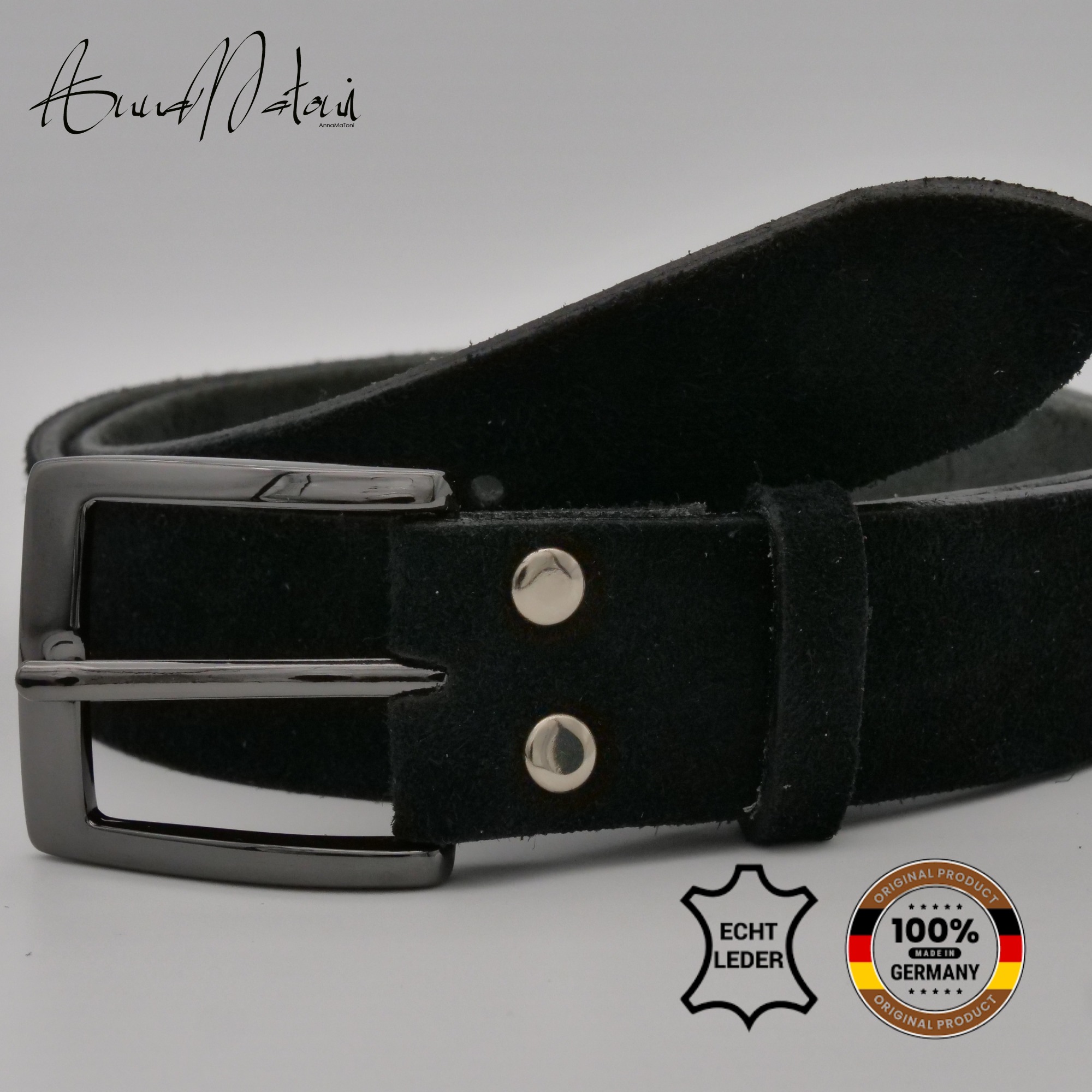 Ledergürtel ANNAMATONI "AnnaMatoni Damen Ledergürtel in hochwertigem Velour Leder 4cm", Damen, Gr. TW105 - 120cm Gesamtlänge, mokka 690, 100% Leder, Gürtel Ledergürtel