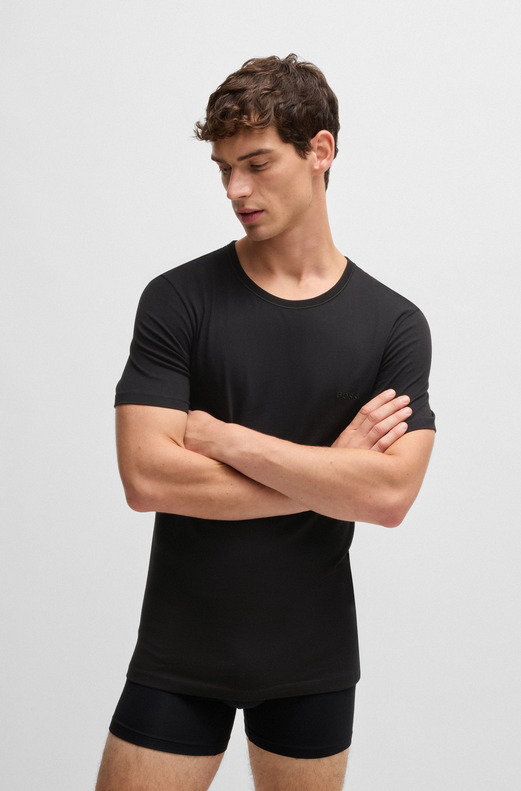 BOSS T-Shirt »Rundhals BOSS ONE x David Beckham«, (Packung, 3 tlg., 3er-Pack), mit dezentem BOSS Logo-Print