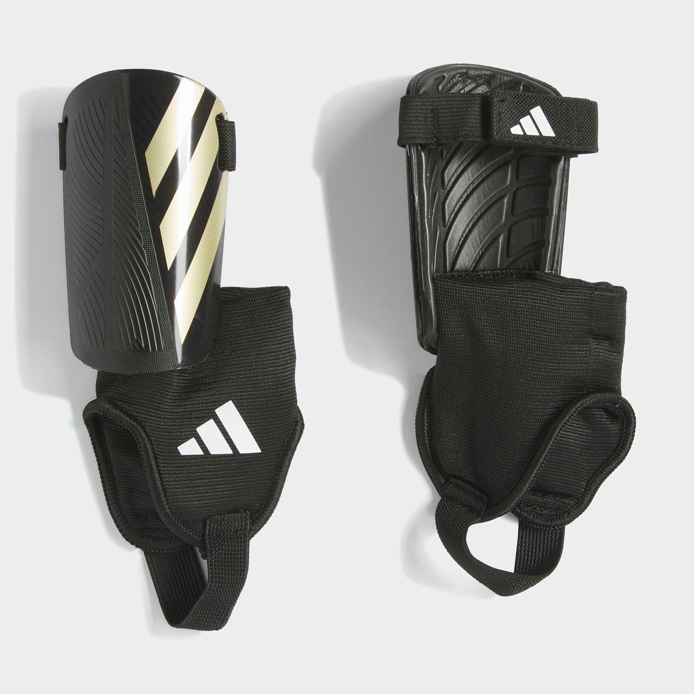 Fußball Schienbeinschoner ADIDAS PERFORMANCE "TIRO KIDS MATCH SCHIENBEINSCHONER", Kinder, Gr. S, schwarz-weiß (schwarz, gold metallic, weiß), Protektoren, für Kinder und Jugendliche