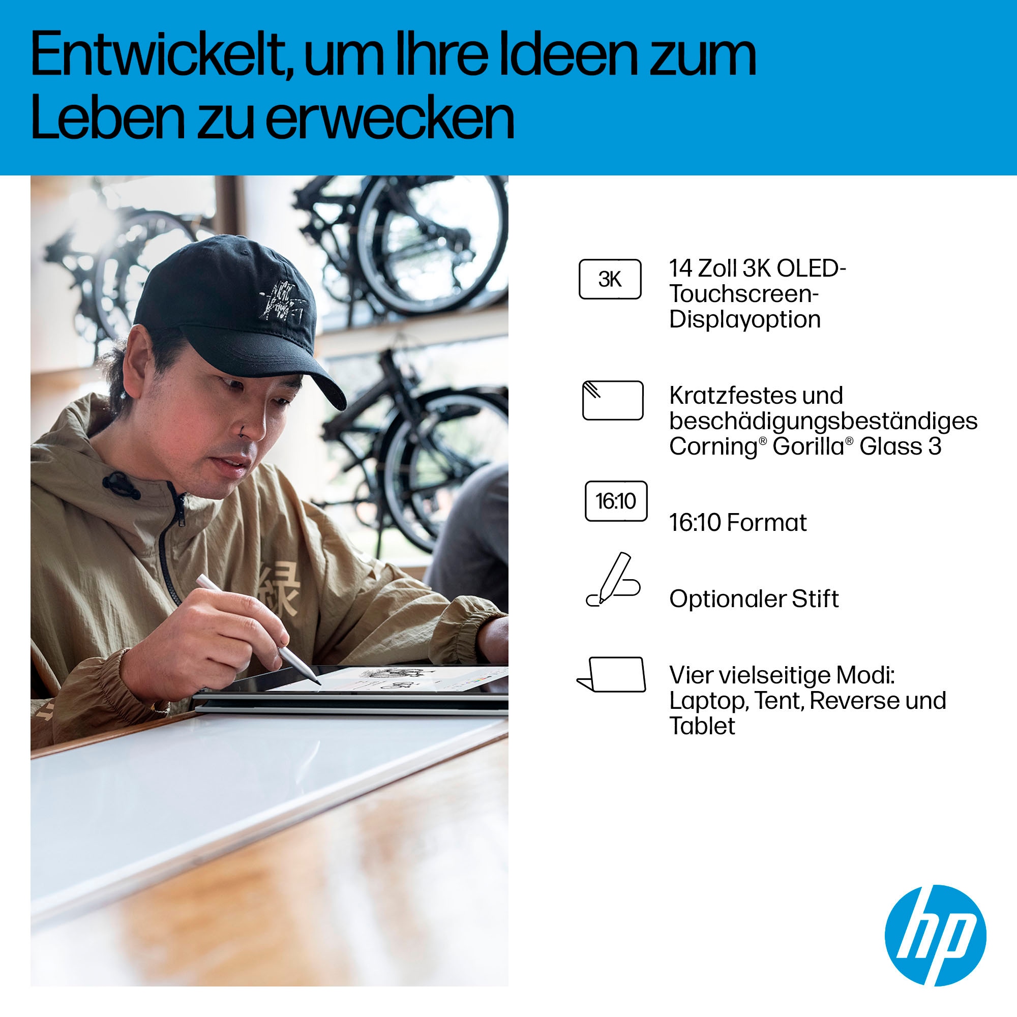HP Convertible Notebook »OmniBook X Flip 14-fk0078ng«, 35,6 cm, / 14 Zoll, AMD, Ryzen™ AI 7, Radeon 860M, 1000 GB SSD