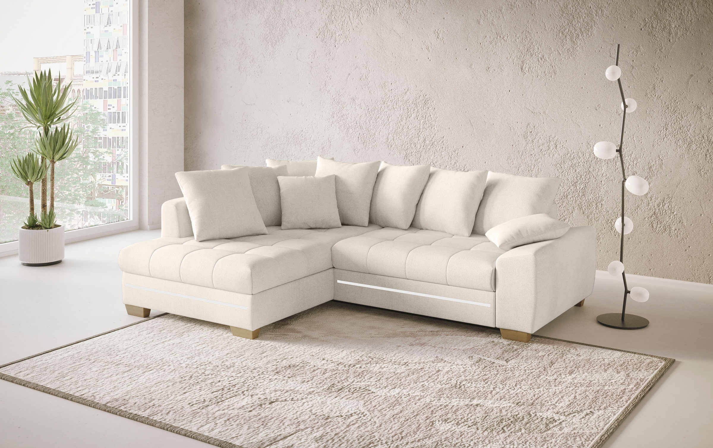 Mr. Couch Ecksofa »Nikita II, L-Form«, mit Kaltschaum, RGB-LED Beleuchtung, wahlweise mit Bett, Bettkasten