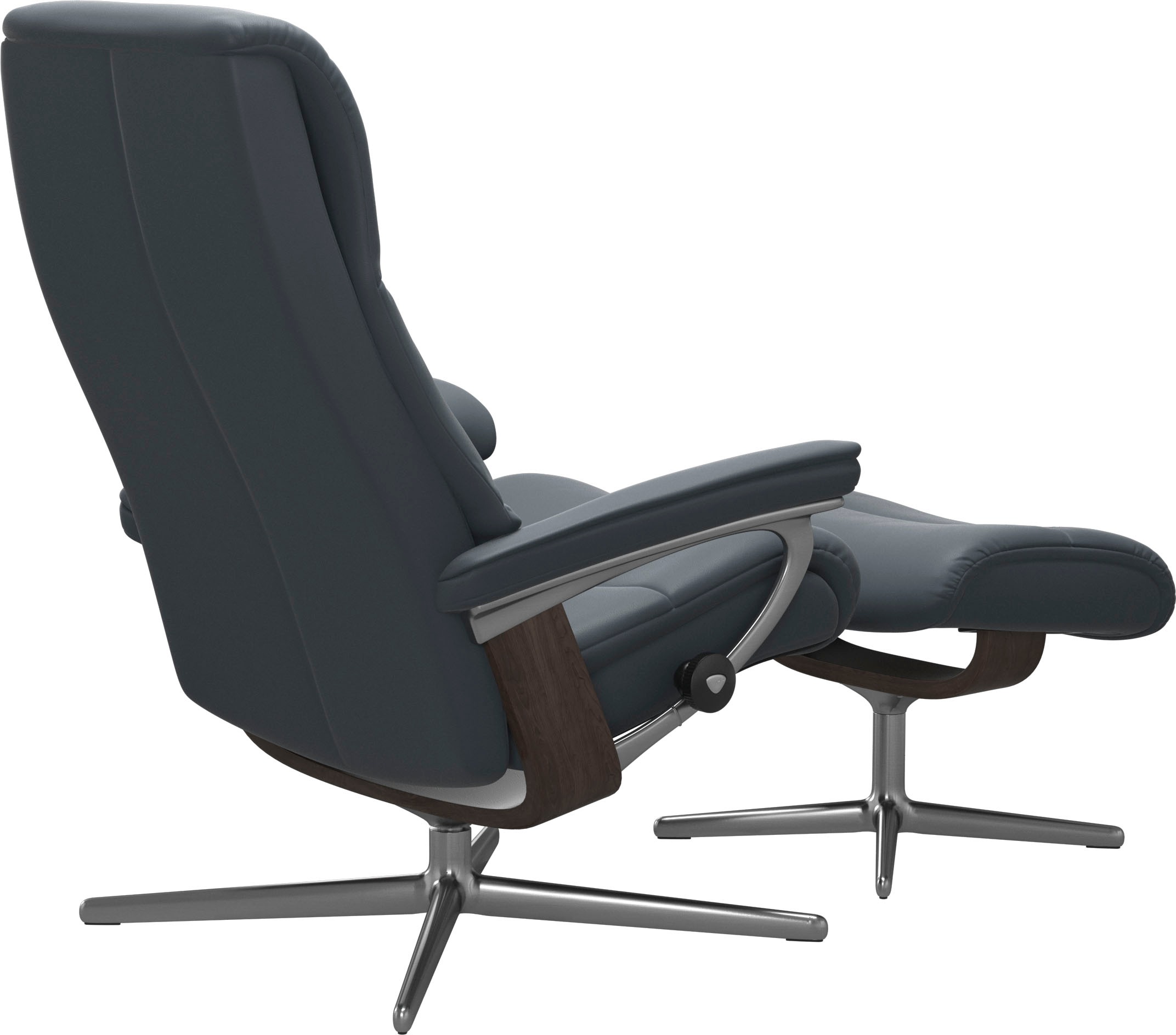 Relaxsessel STRESSLESS "View", blau (atlantic blau batick), B:91cm H:110cm T:85cm, Leder BATICK: BATICK ist ein leicht korrigiertes, durchgefärbtes und genarbtes Möbelleder, bei dem die meisten Unebenheiten und Spuren in der Regel entfernt wurden., Sessel 3