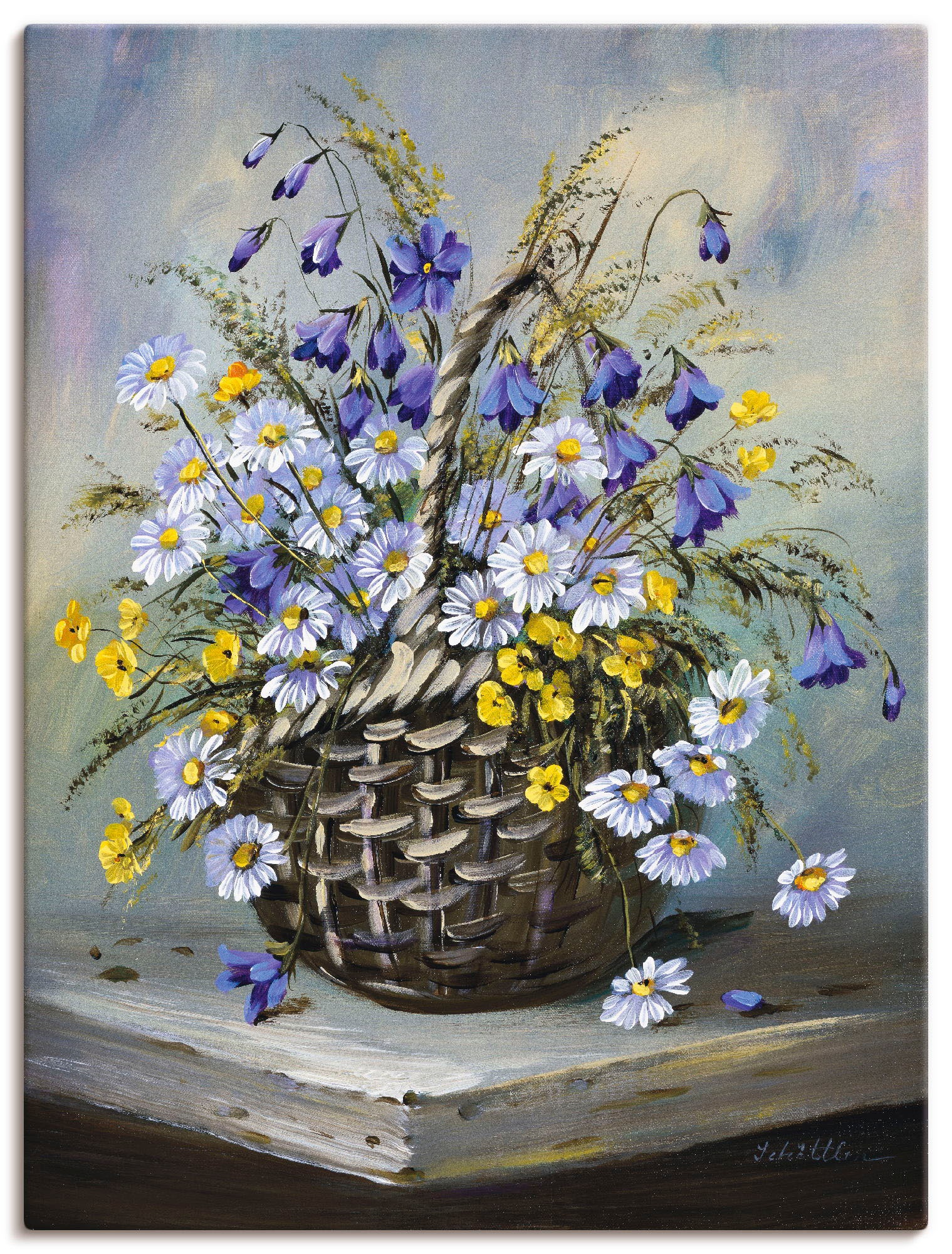 Artland Wandbild "Bunter Korb" Blumen 1 Stk. tlg. als Leinwandbild, Poster in verschied. Größen