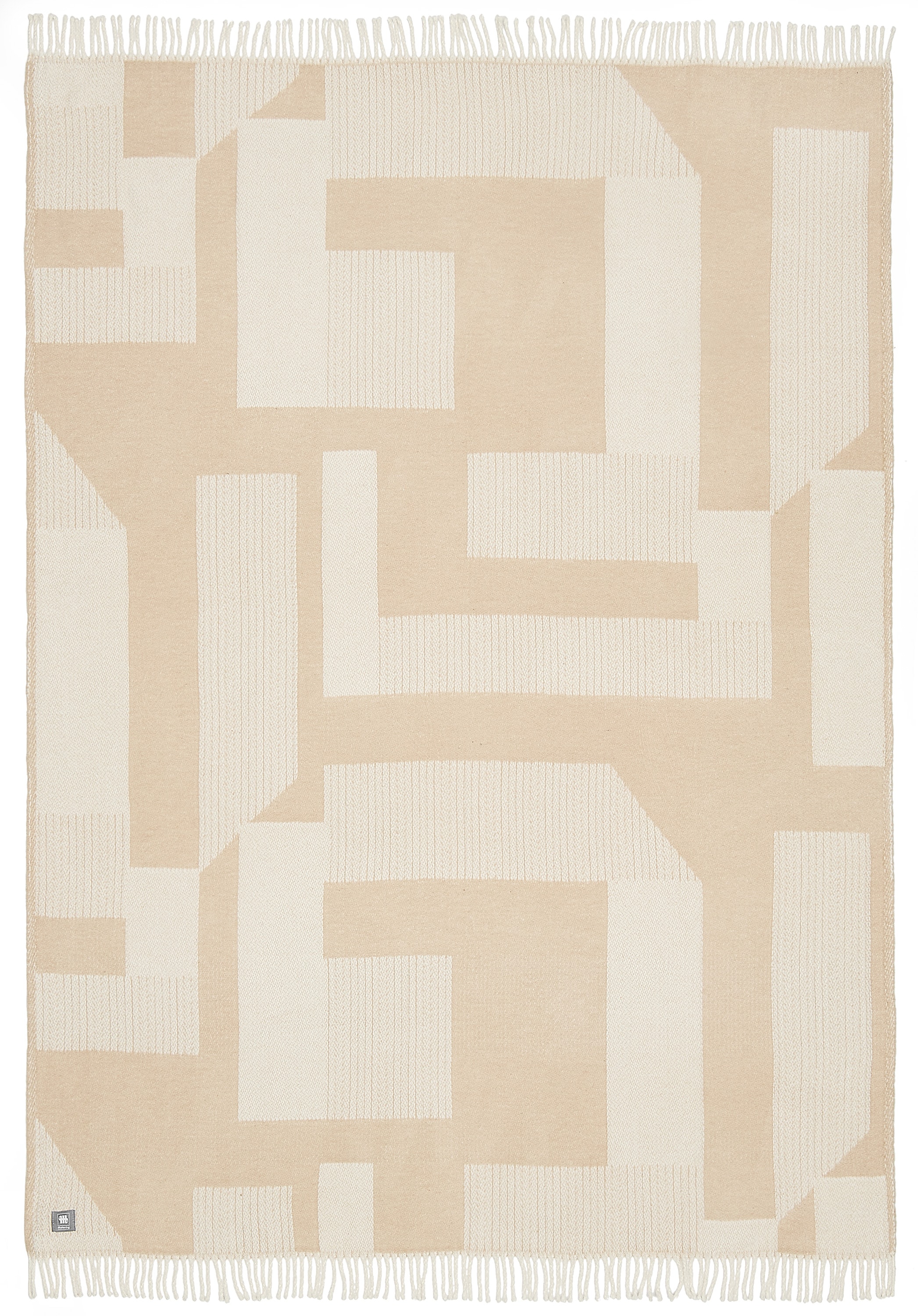 Wohndecke MUSTERRING, B:140cm L:200cm, beige, 50% Baumwolle, 50% Polyester, Wohndecken, "Slow", mit hohem Baumwollanteil