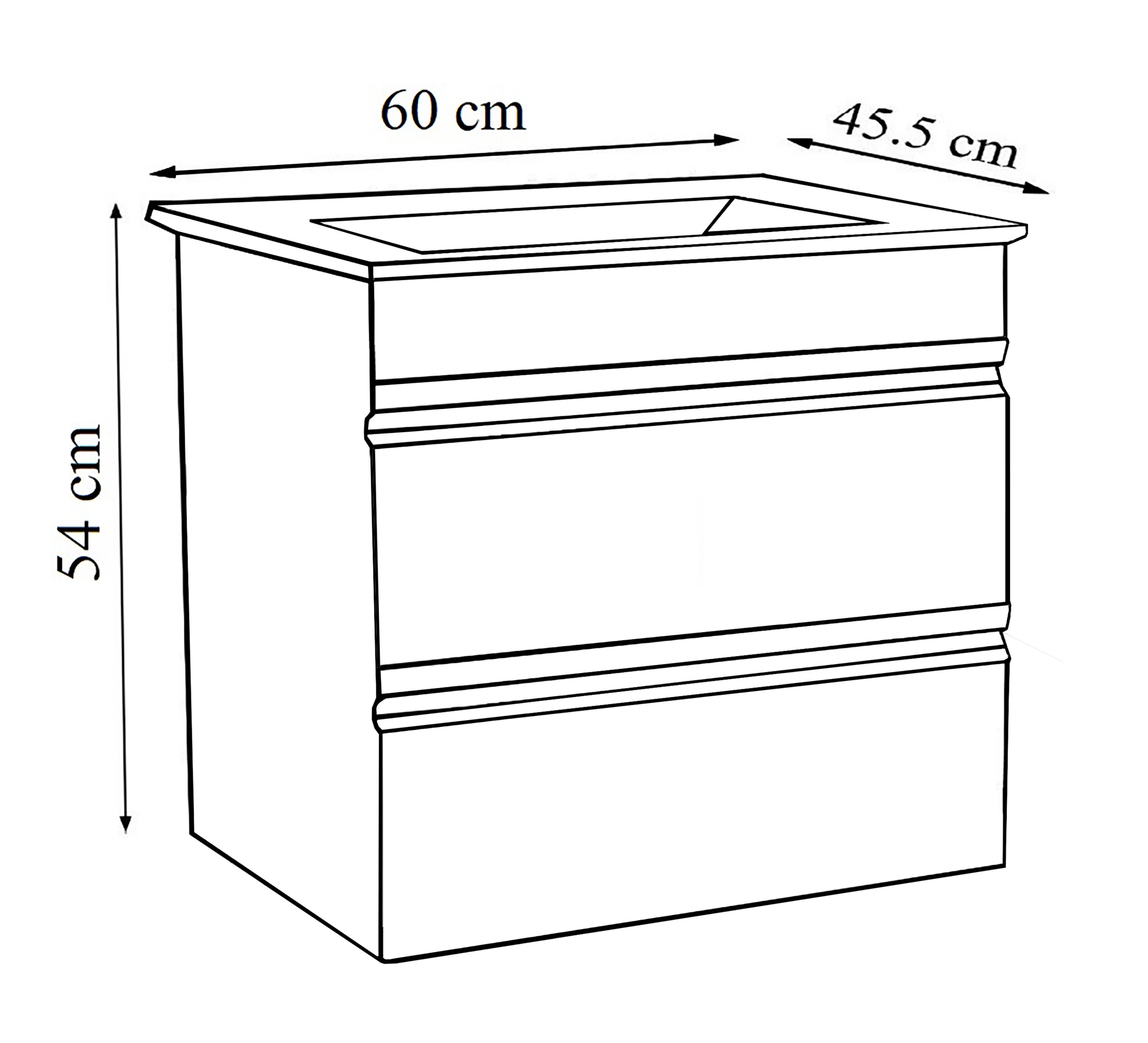 VCM Waschbeckenunterschrank »VCM 2-tlg. Waschplatz Waschtisch 60 cm Badmöbel Set Waschbecken grifflose Schublade Silora L«, (2 St.)