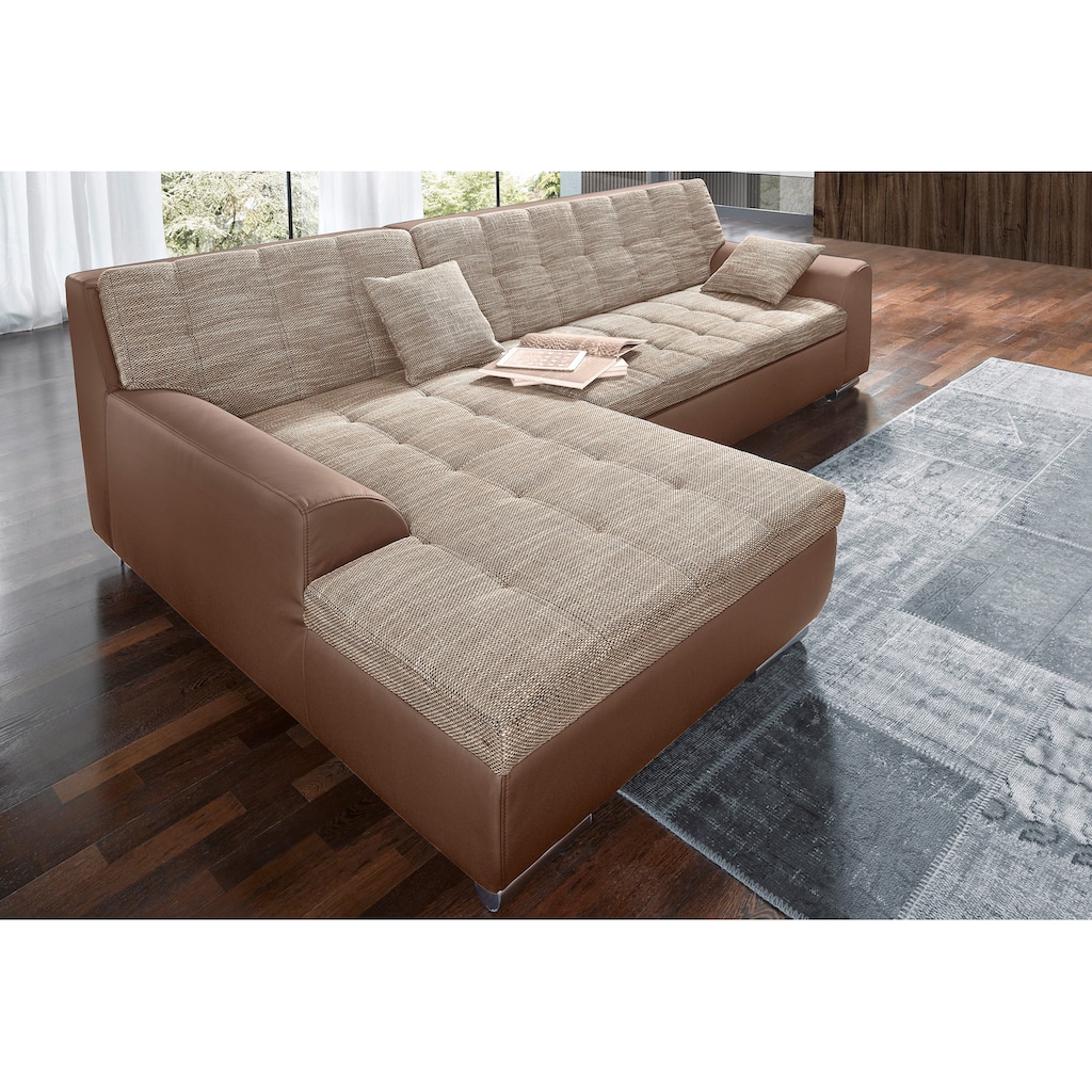 DOMO collection Ecksofa Treviso, wahlweise mit Bettfunktion, incl. Zierkissen