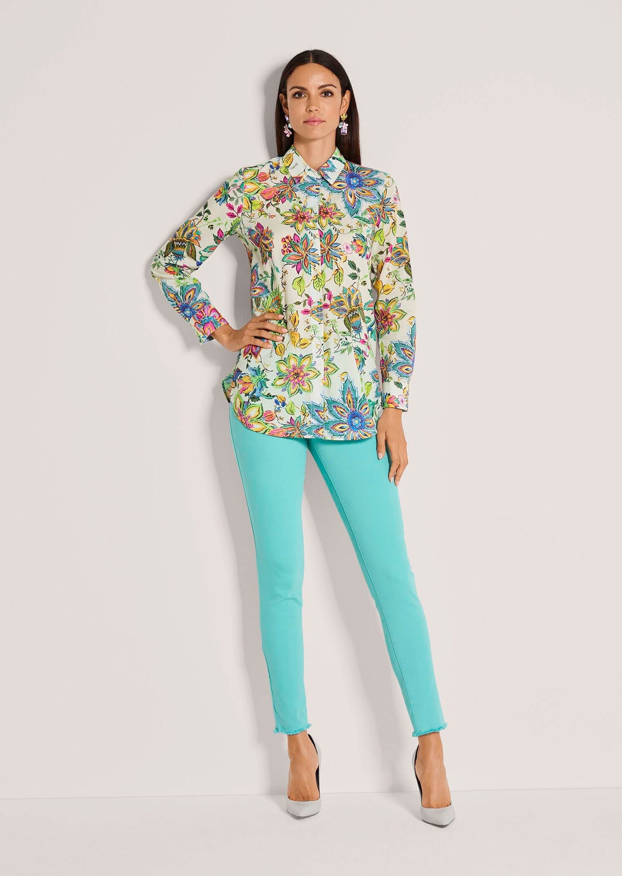 MADELEINE Langarmbluse »Hemdbluse Sommerbluse mit floralem Muster« Unikatprint