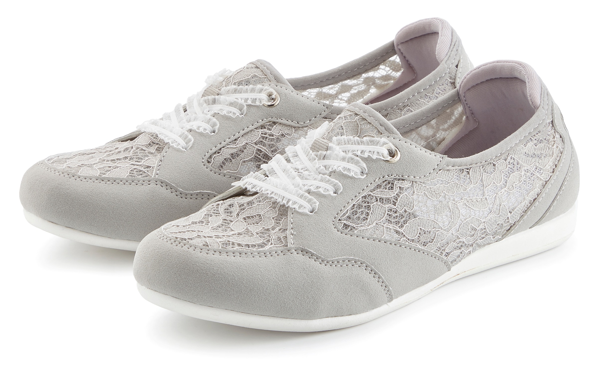 Vivance Sneaker "Freizeitschuh, Halbschuh, Ballerina, Slip-On-Sneaker," NEU mit eleganten Spitzeneinsätzen VEGAN