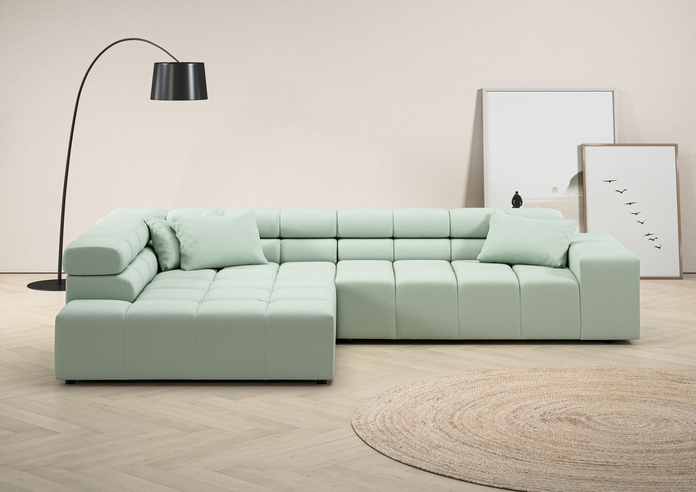 Home affaire Ecksofa "Ancona incl. Kopfteilverstellung, Breite 319cm, L-For günstig online kaufen