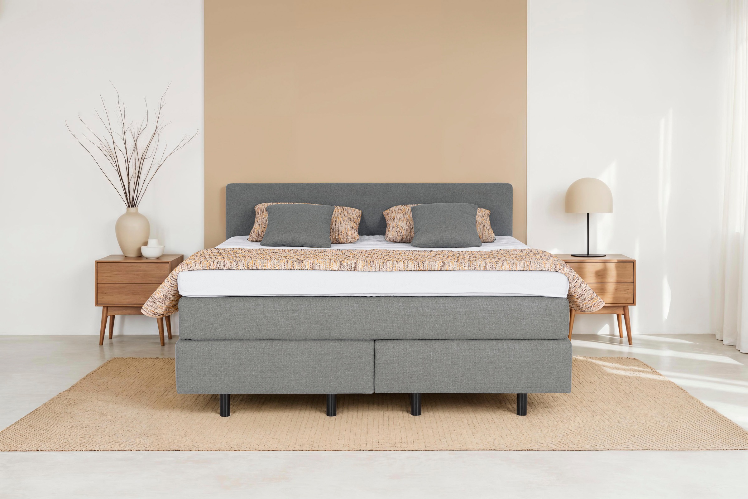 Die PlanBar Boxspringbett "OC-ON23163" inkl. Matratzen, Topper u. Bonellfederkern Unterbau, 160/180x200cm