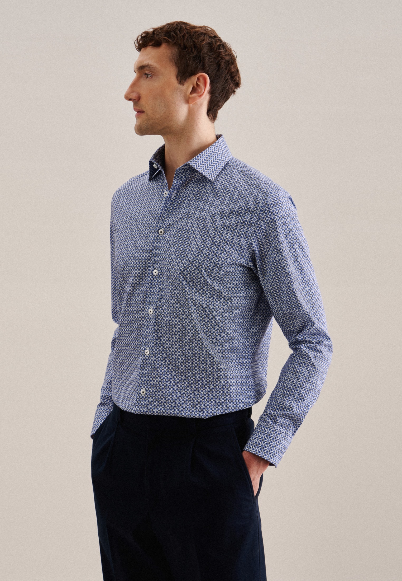 seidensticker Businesshemd "Slim", Slim Langarm Kentkragen Druck günstig online kaufen