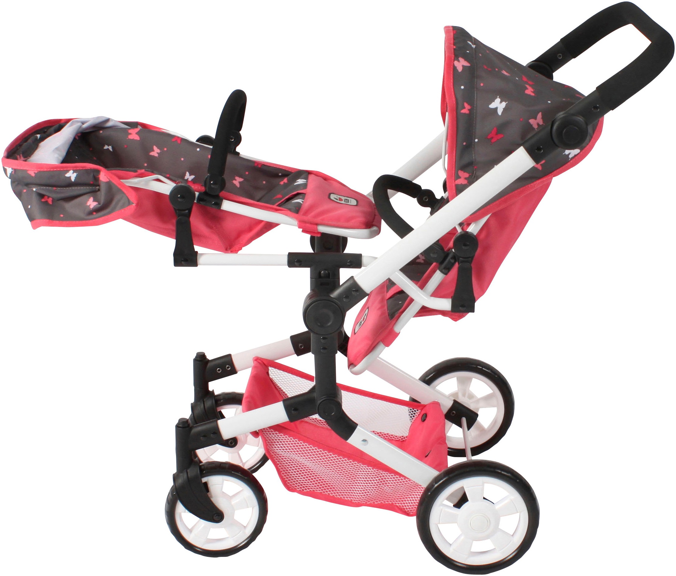 CHIC2000 Puppen-Zwillingsbuggy »Linus Duo, Butterfly«, mit zwei abnehmbaren, bis in Liegeposition verstellbaren Sportsitzen