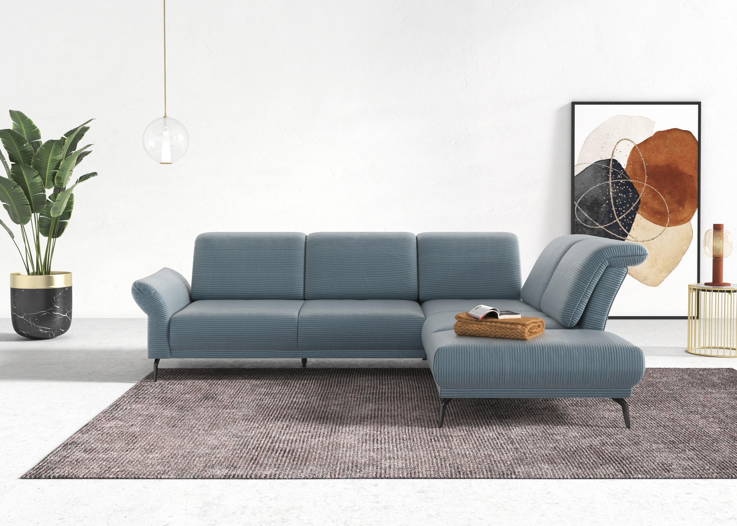 Home affaire Ecksofa »Coco L-Form« Sitztiefen-, Arm- und Kopfteilverstellung, Cord-Bezug, Fußhöhe 15 cm