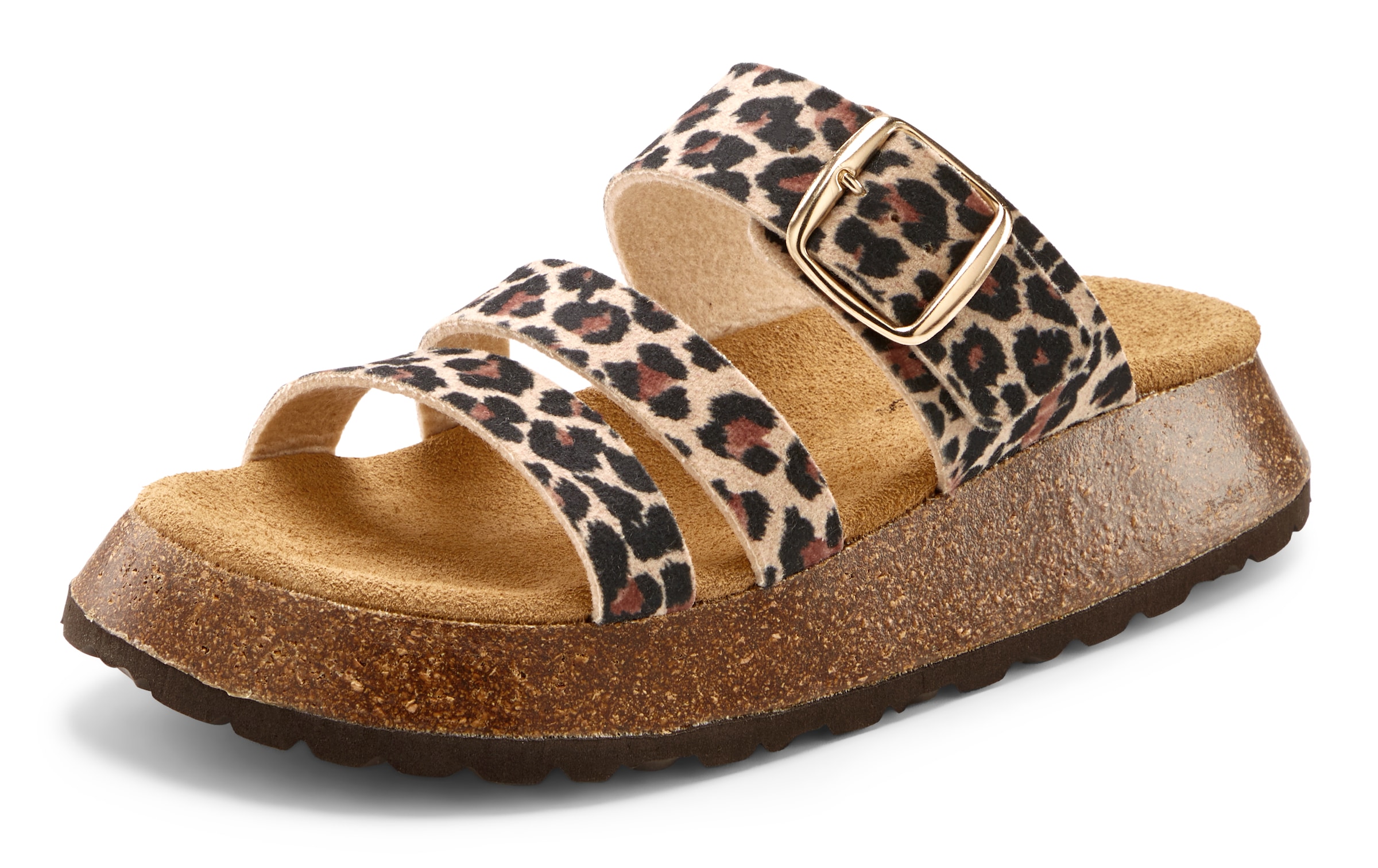 French Connection Pantolette »Mule, Sandale, offener Schuh, Sommerschuhe«  aus Leder mit Korkfußbett und Plateausohle