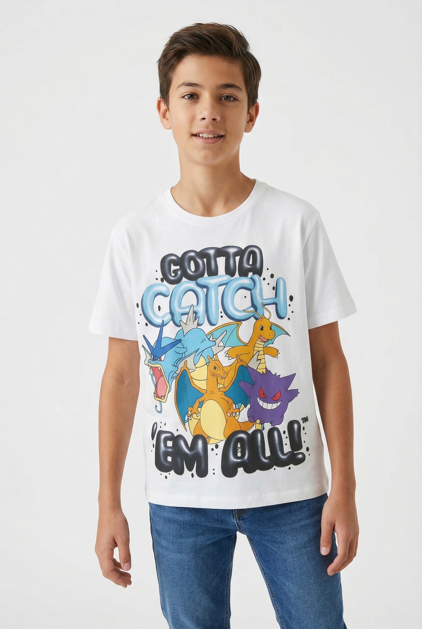 T-Shirt NAME IT "NKMMAJO POKEMON SS NREG TOP BOX NOOS SKY", Jungen, Gr. 134/140, hellweiß, Jersey, Obermaterial: 95% Baumwolle, 5% Elasthan, bedruckt, normal, Rundhals, Shirts T-Shirt, Baumwollmischung, Pokémon Druck, Kurzarm